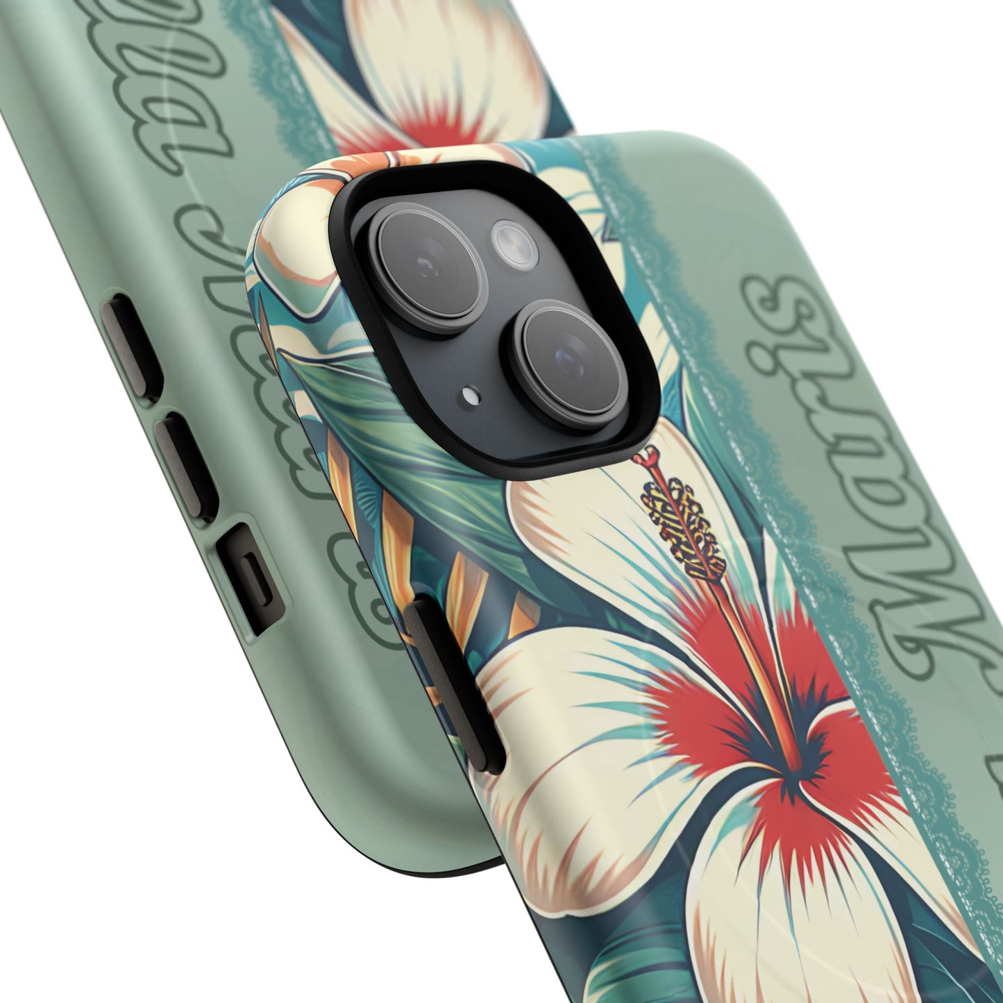 Personalized Tropical Floral Phone Case – Stylish Tough Magnetic Cases for iPhone, Customizable with Names, Perfect Gift for Nature Lovers
