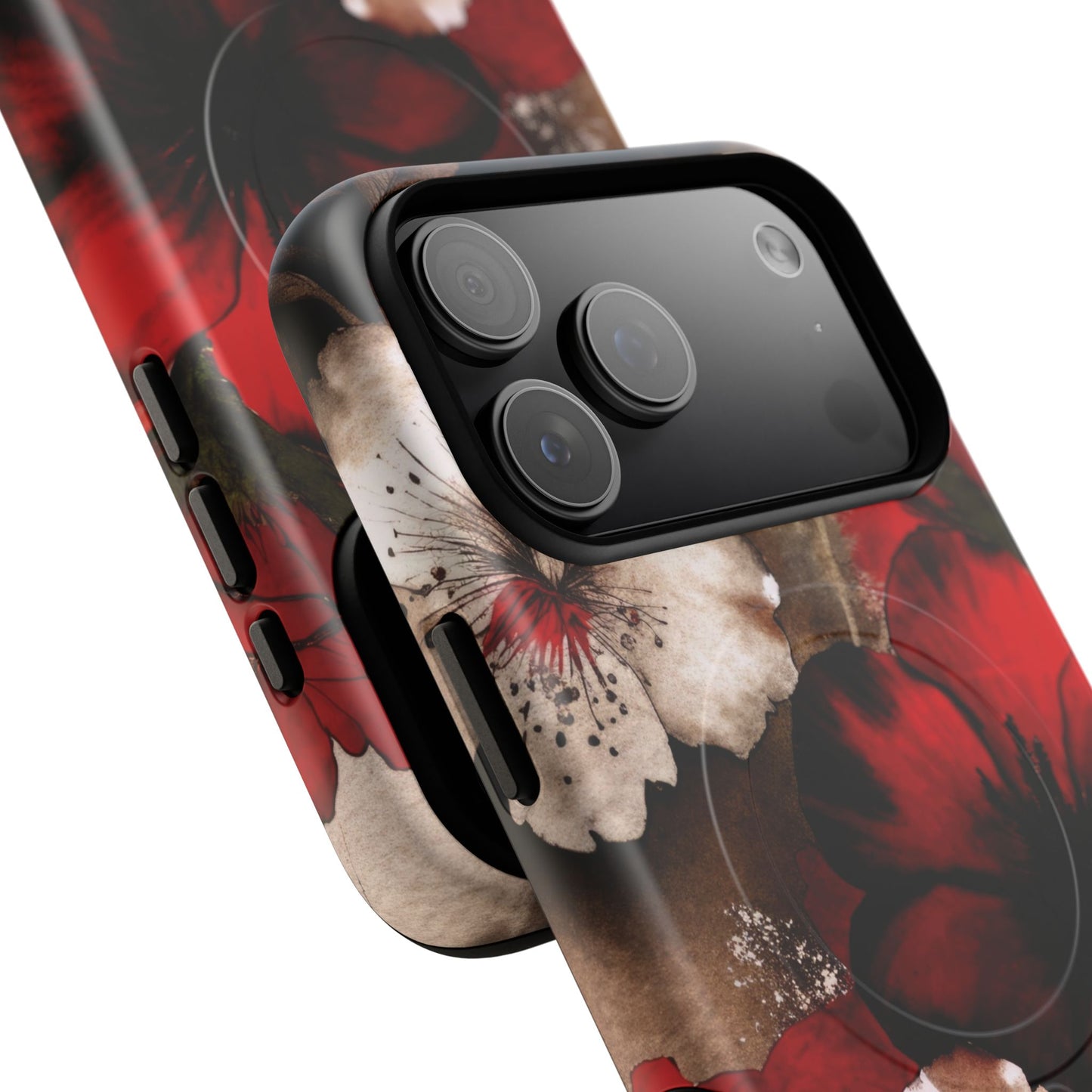 Crimson Noir Tough iPhone Magnetic Cases, Tough iPhone Protector, Stylish Floral Design, Gift for Her, Floral Accessories