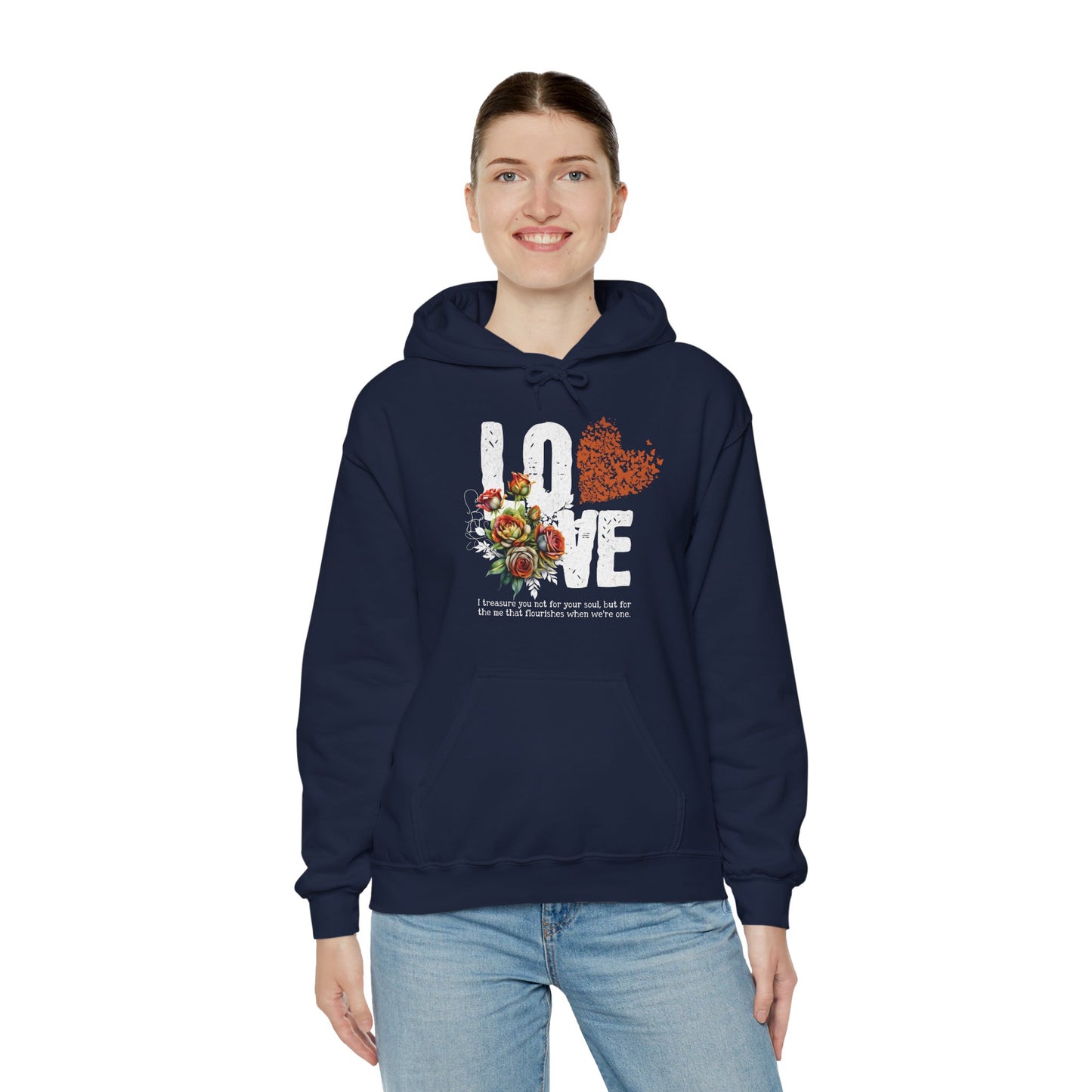 Love Floral Sweatshirt - Unisex Heavy Blend™ Hooded Pullover for Comfort and Style