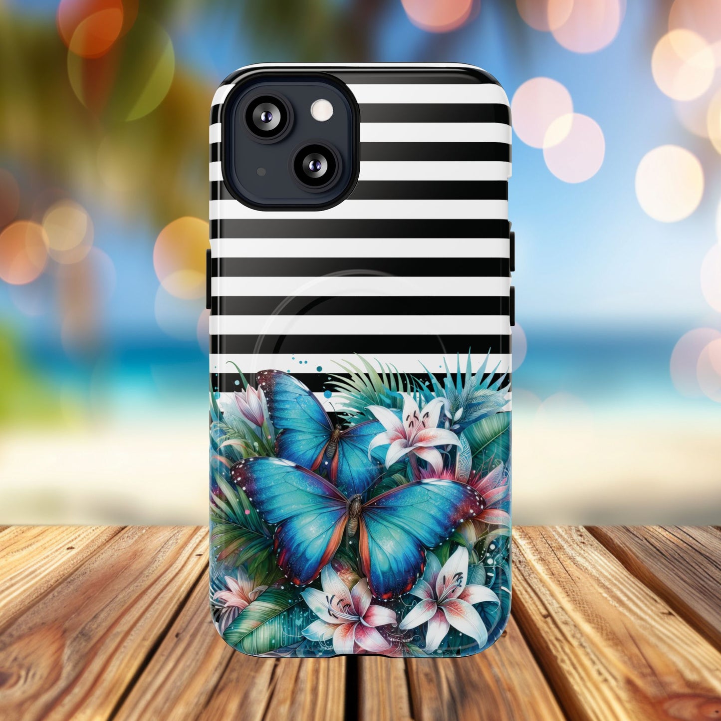 Wings of Wonder Tough iPhone Magnetic Case, Stylish Protection, Durable iPhone Cover, Butterfly Design Gift, Floral Case,Trendy Tech Accessory.