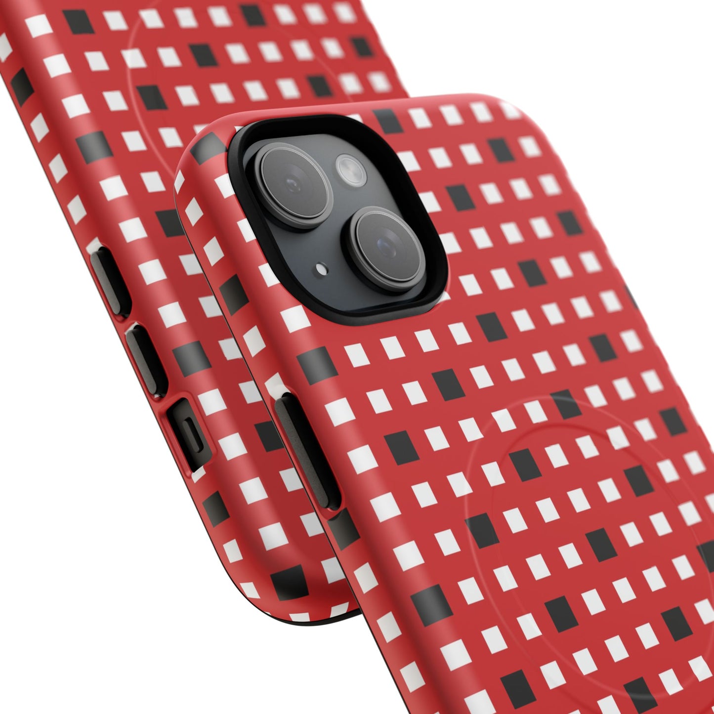 Crimson Gridlock Tough iPhone Magnetic Cases, Durable iPhone Accessories, Gift for Tech Lovers, Modern Design