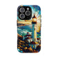 Stained Glass Lighthouse Phone Case - Tough Magnetic Cases, Unique Gifts for Nature Lovers, Beach Vibes, Travel Accessories, Coastal Decor