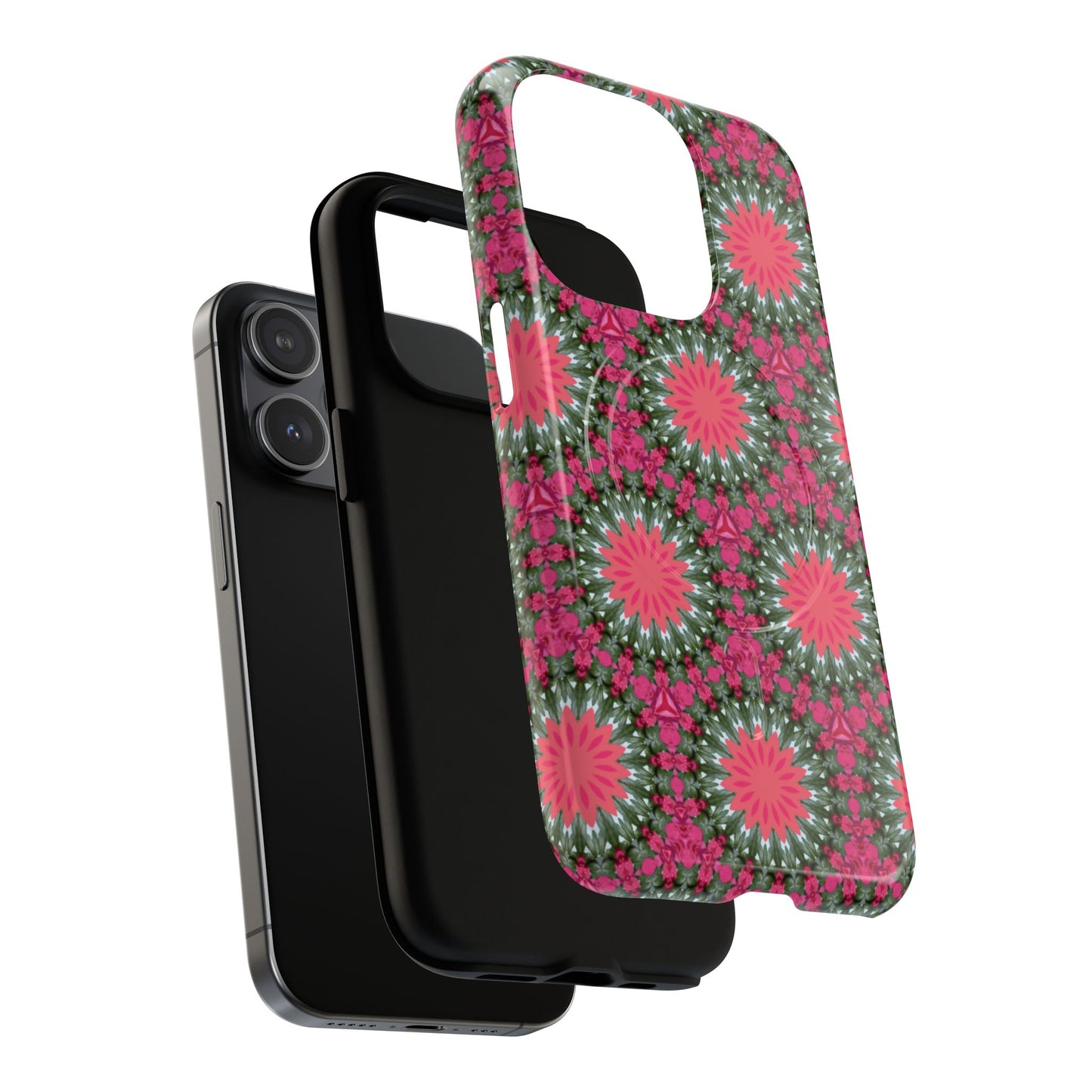 Floral KaleidoBloom iPhone Case, Tough Magnetic Cases, Floral iPhone Cover, Stylish Tech Accessory, Durable Design, Vibrant Gift Idea