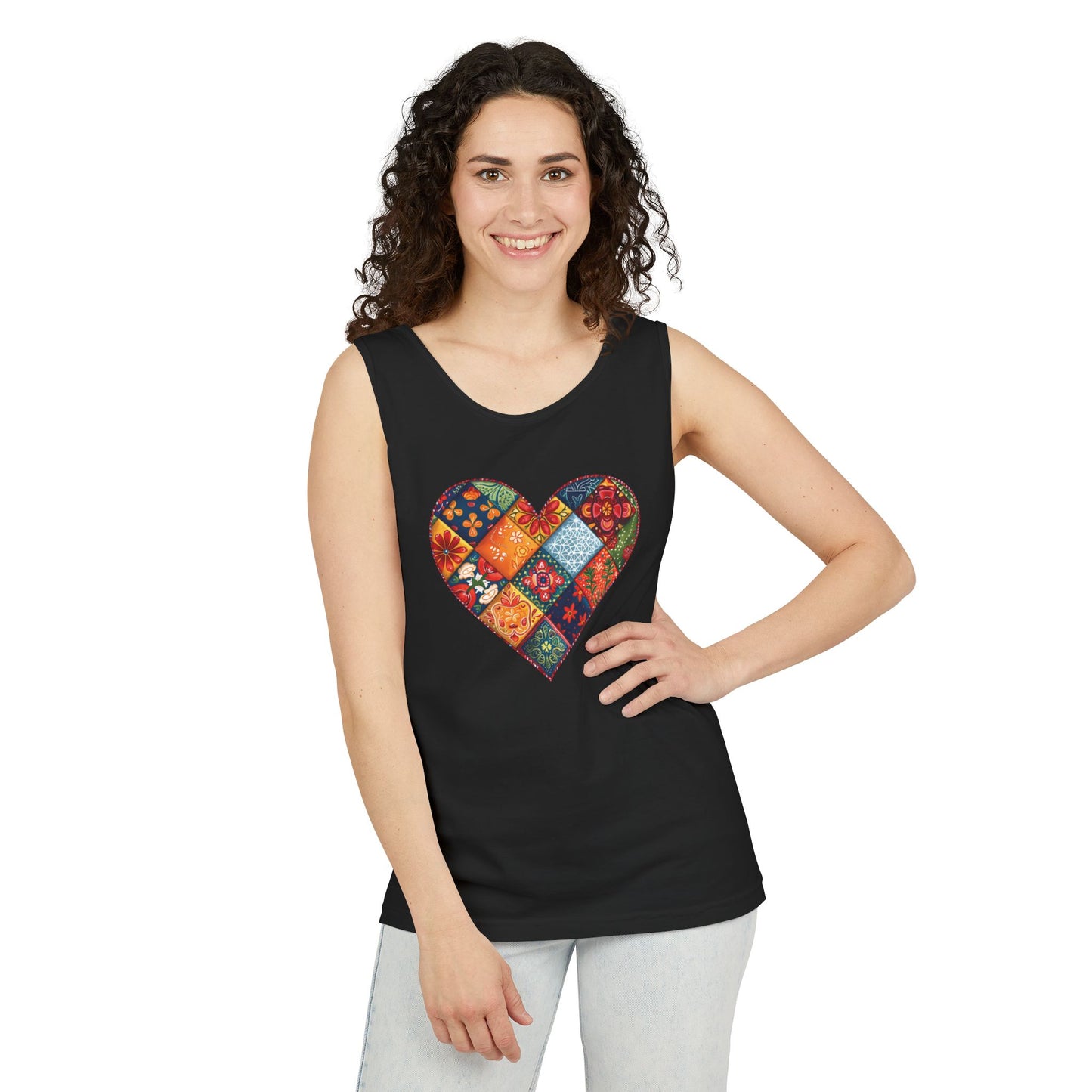 Patched Hearts Unisex Garment-Dyed Tank Top