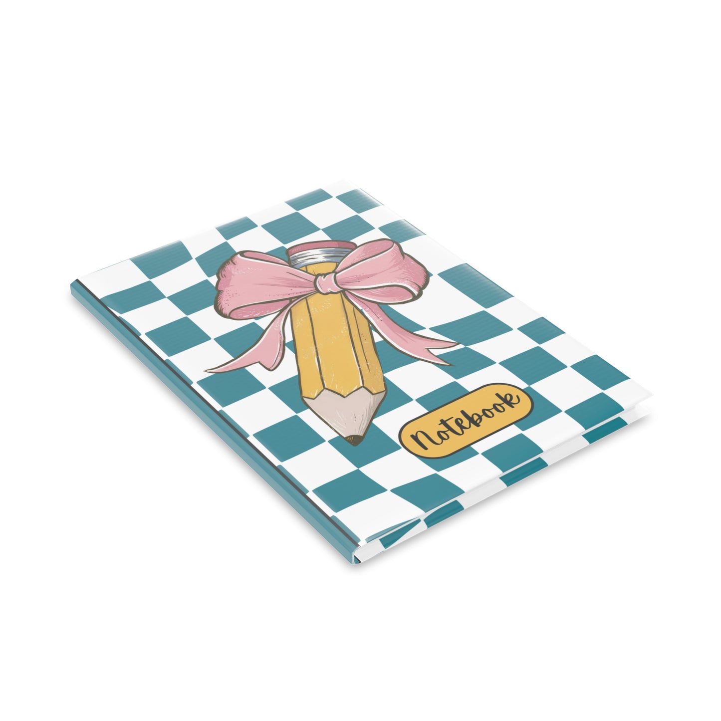 Teal Checkered Charm Hardcover Notebook with Puffy Covers (PY)