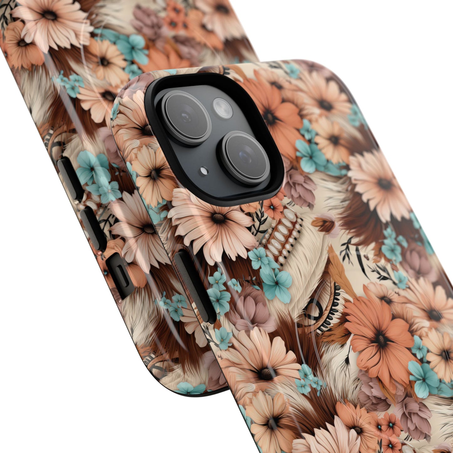 Spirit in Bloom Tough iPhone Magnetic Cases, Cute iPhone Accessories, Flower Design, Gifts for iPhone 14, 15, 16, 17, Pro Max, Boho Style, Western Style