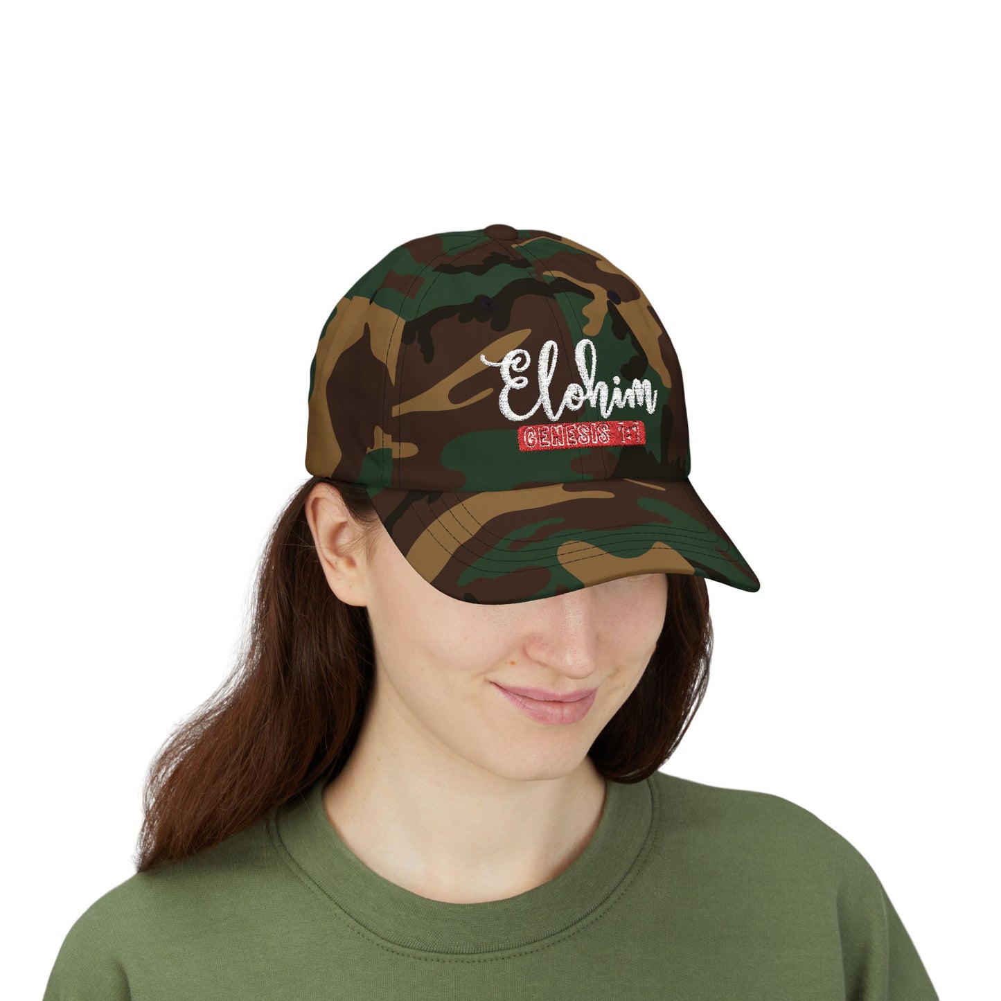 Classic Embroidery Dad Cap with 'ELOHIM, GENESIS 1:1' - Faith-Based Hat, Casual Wear, Gift for Dad, Christian Accessory, Summer Fashion