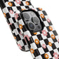 Groovy Checkered Bloom iPhone Case, Tough Magnetic Cases for Women, Stylish iPhone Cover, Trendy Floral Print, Gift for Her, Everyday Accessories