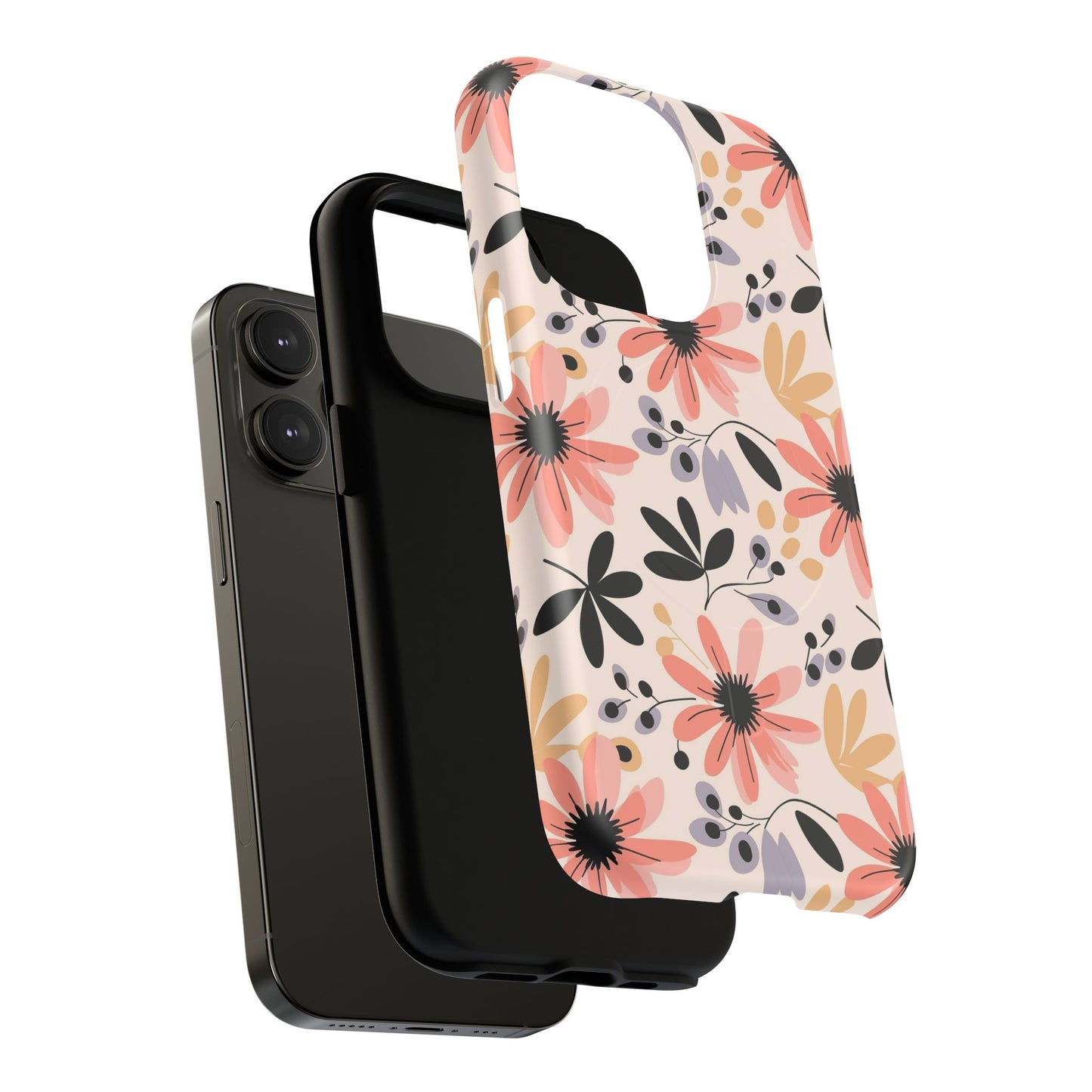 Stylish Soft Petal Noir iPhone Case, Floral iPhone Accessory for Her, Tough iPhone Magnetic Cases, Trendy iPhone Cover, Gift for Friends, Summer Vibes