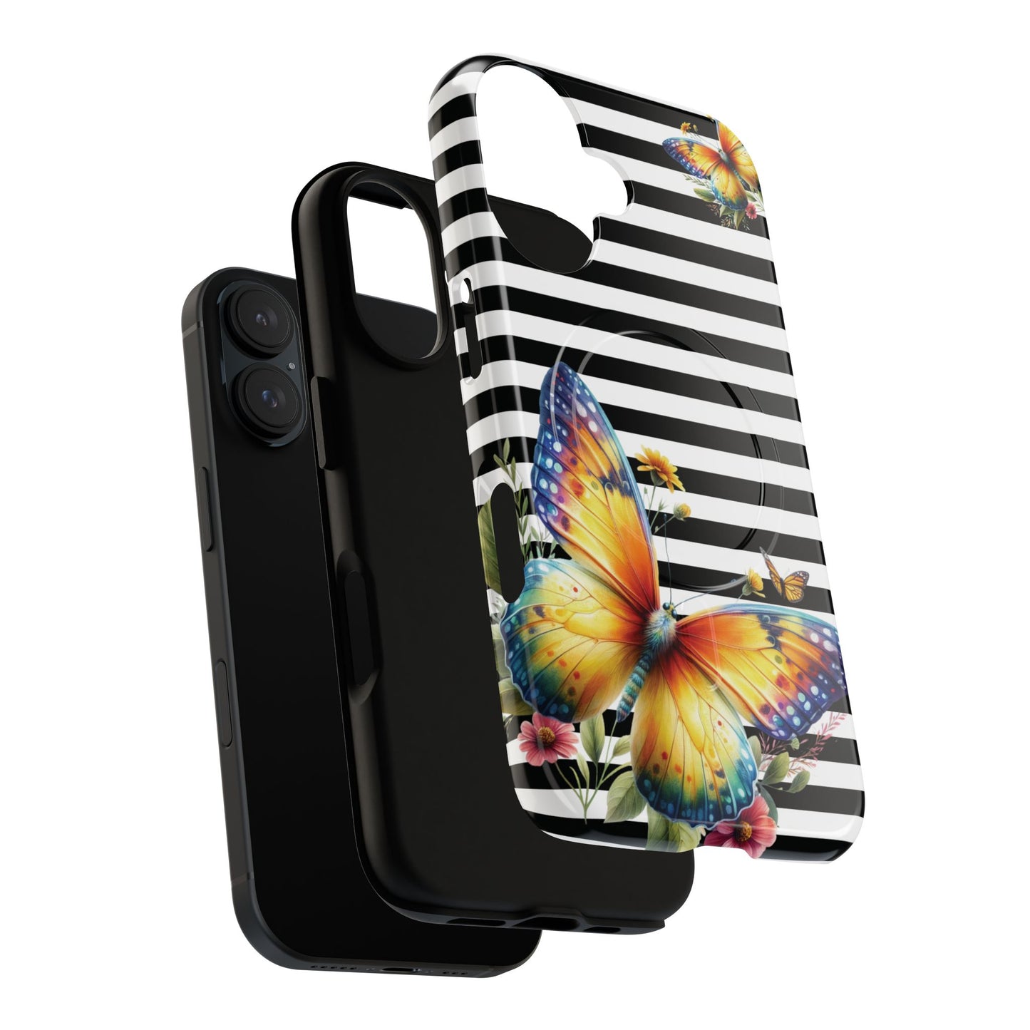 Botanic Flight Tough iPhone Magnetic Cases, Floral iPhone Cover, Stylish Tech Accessory, Gift for Nature Lovers, Butterfly Design, Unique Phone Protector