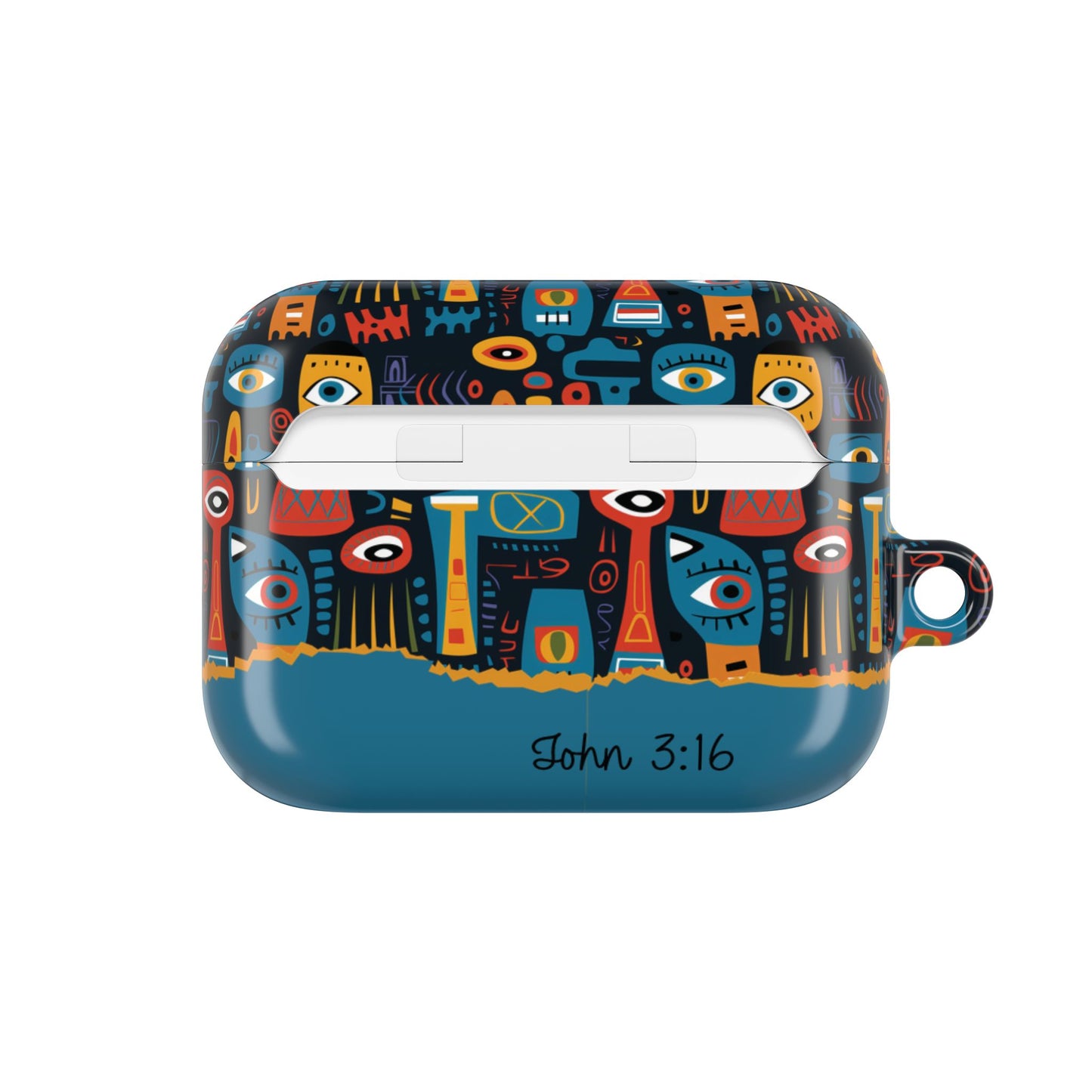 Personalized Abstract Eye Pattern AirPod Case — Colorful Tribal Graphic with Custom Text/Name