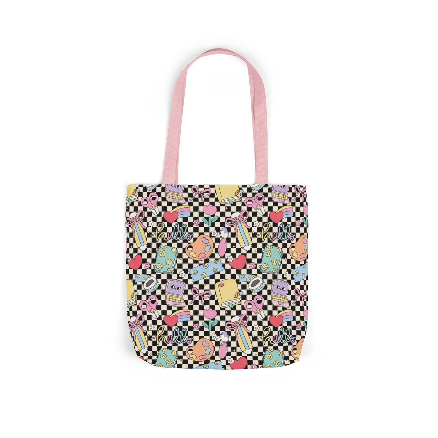 Personalized Black Doodle Daydream Composition Book Inspired Canvas Tote Bag with Colorful Straps, Cute School Bag, Eco-Friendly Tote, Back to School Shopping Bag, Teacher Gift Idea