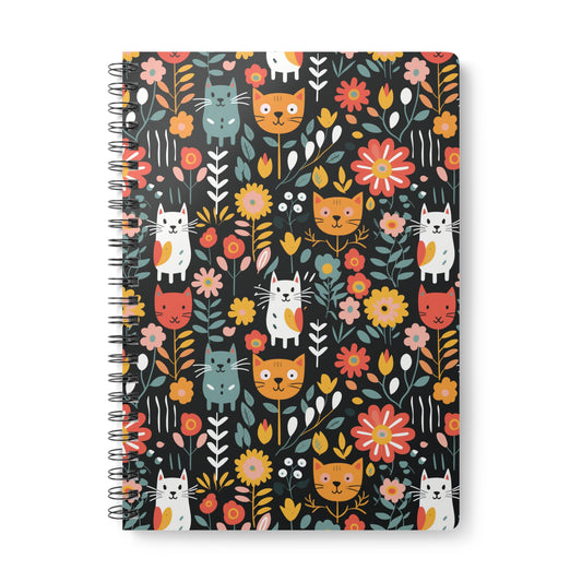 Whimsical Feline Garden Softcover Notebook, A5