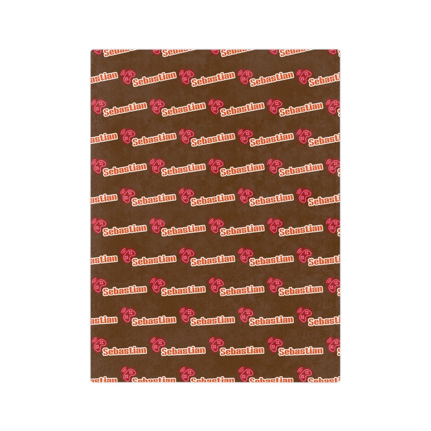 Personalized Name Velveteen Microfiber Blanket — Brown Patterned Name Script Cozy Throw- Gift for Him or Gift for Her.