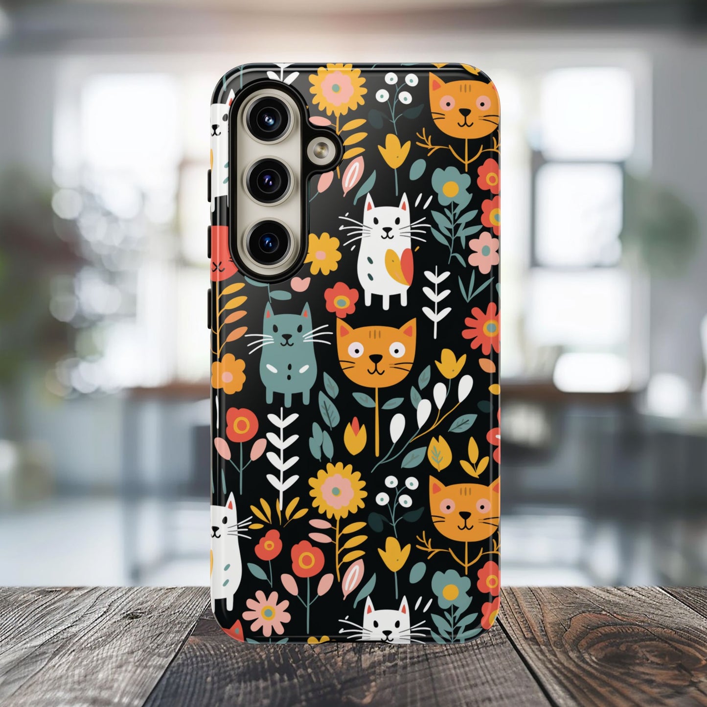 Whimsical Feline Garden iPhone, Samsung or Google Pixel Tough Cases