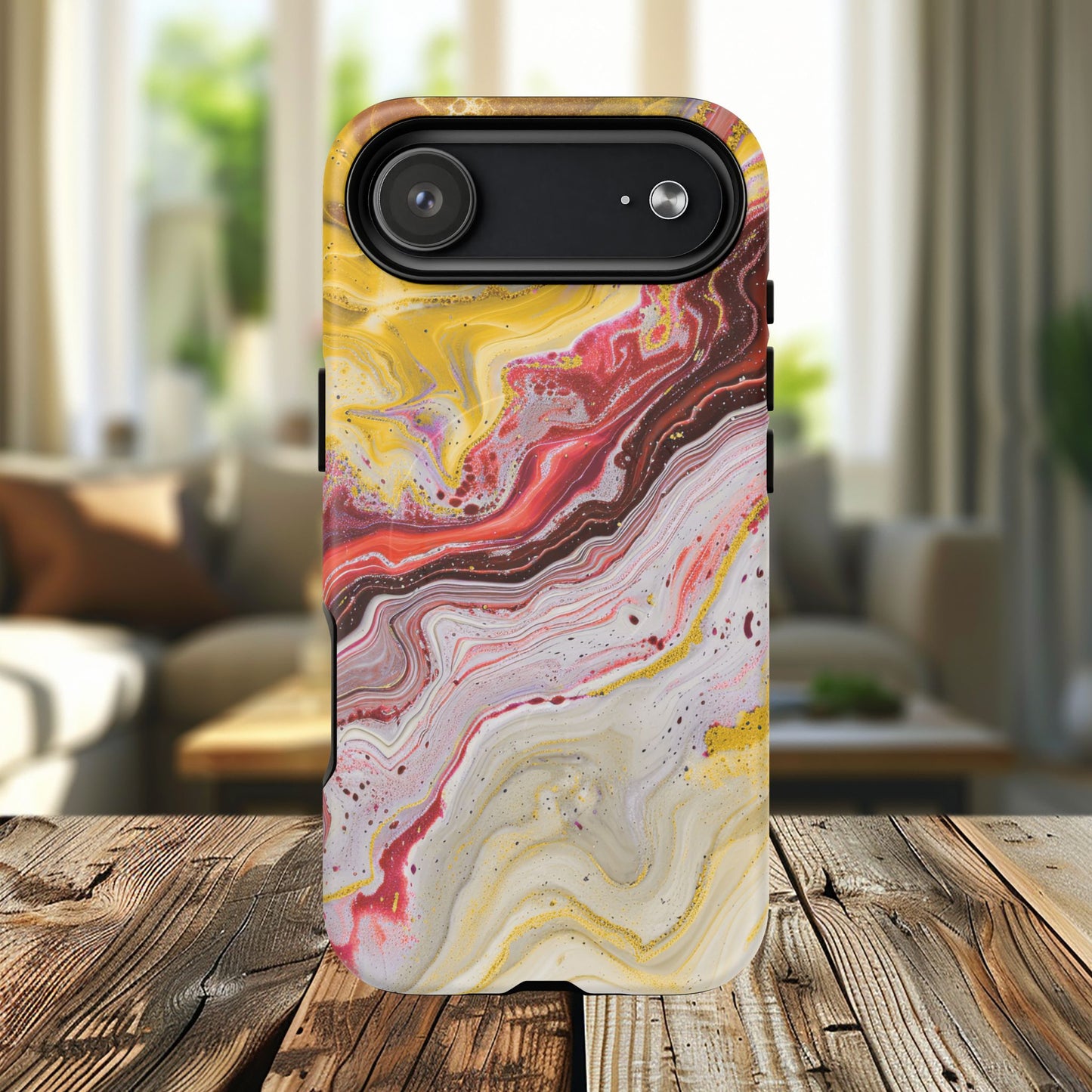Colorful Red Marble iPhone Case, Tough Magnetic Cases, Stylish iPhone Protection, Unique Gift for iPhone Lovers, iPhone Accessories