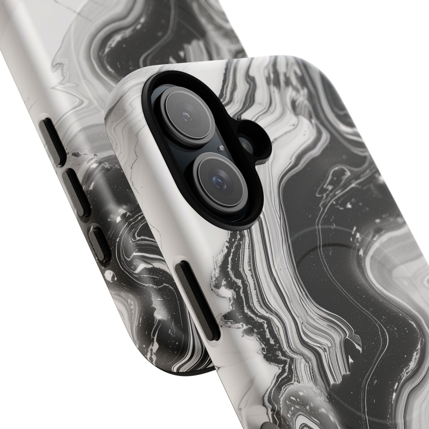 Black Marble Magnetic iPhone Case for Tough Protection, Stylish iPhone Mobile Accessory, Fashionable Gift, Unique Marble iPhone Design, Durable Smartphone Cover
