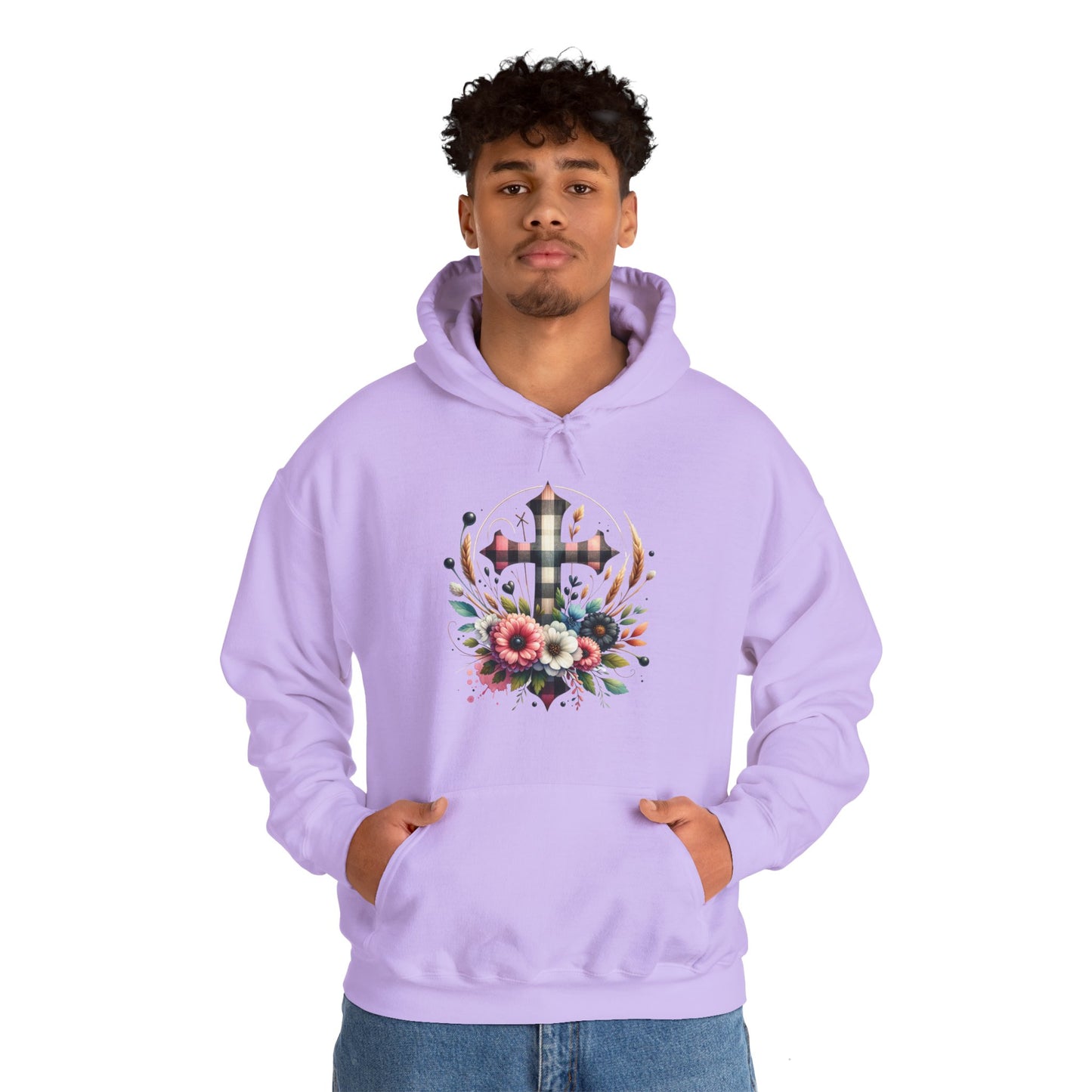 Faith and Floral Cross Unisex Gildan Hoodie Sweatshirt