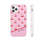 Personalized Cherry Blossom Dreams Flexi Case — Pink Retro Cherry iPhone® 7/8, 11, 12, 13, 14, 15, 16, 17, X/XS, SE, XR, Mini, Pro, Pro Max, Plus Cases.