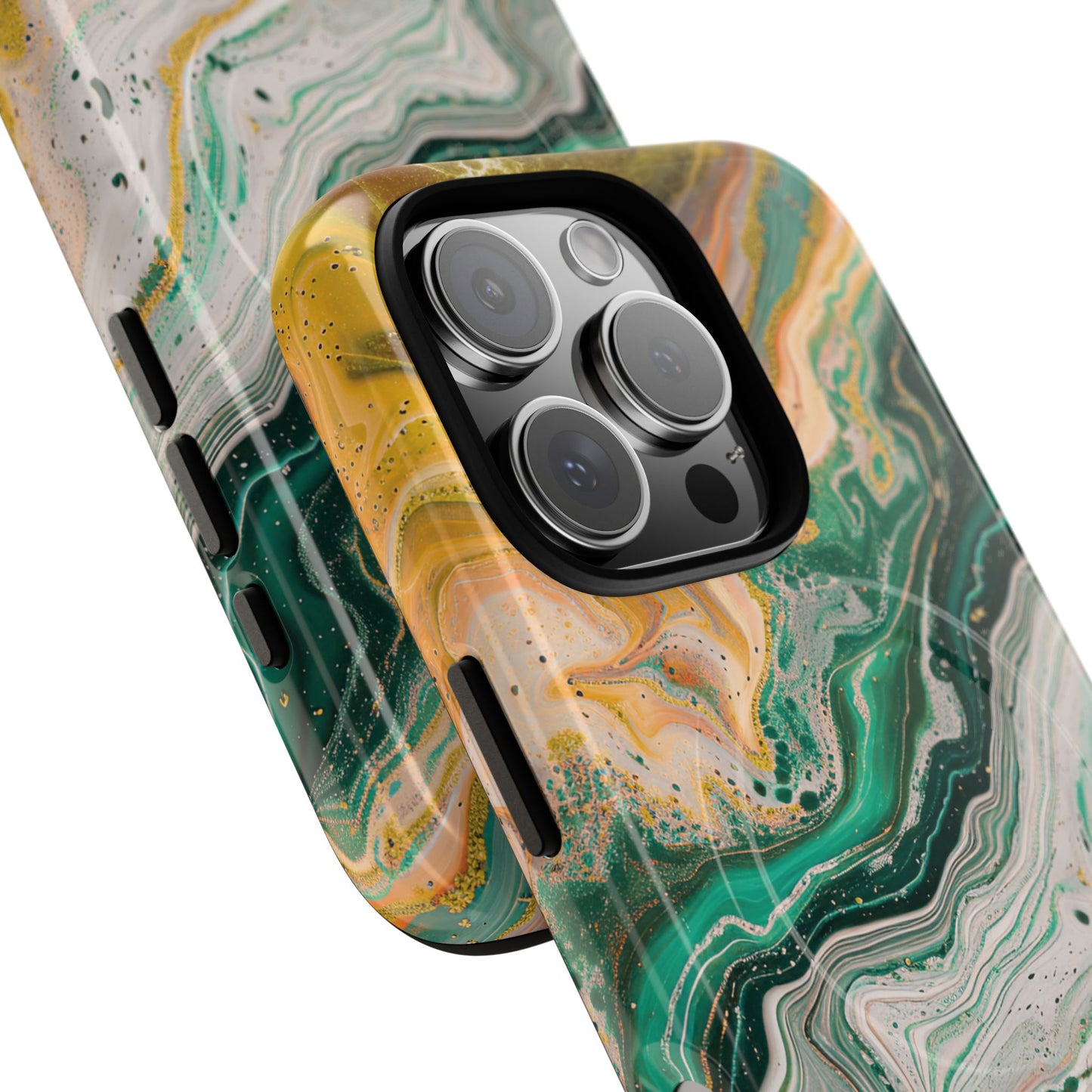 Magnetic iPhone Cases with Green Marble Design, Tough Magnetic Cases, iPhone Accessories, Gift for Her, Trendy iPhone Cover