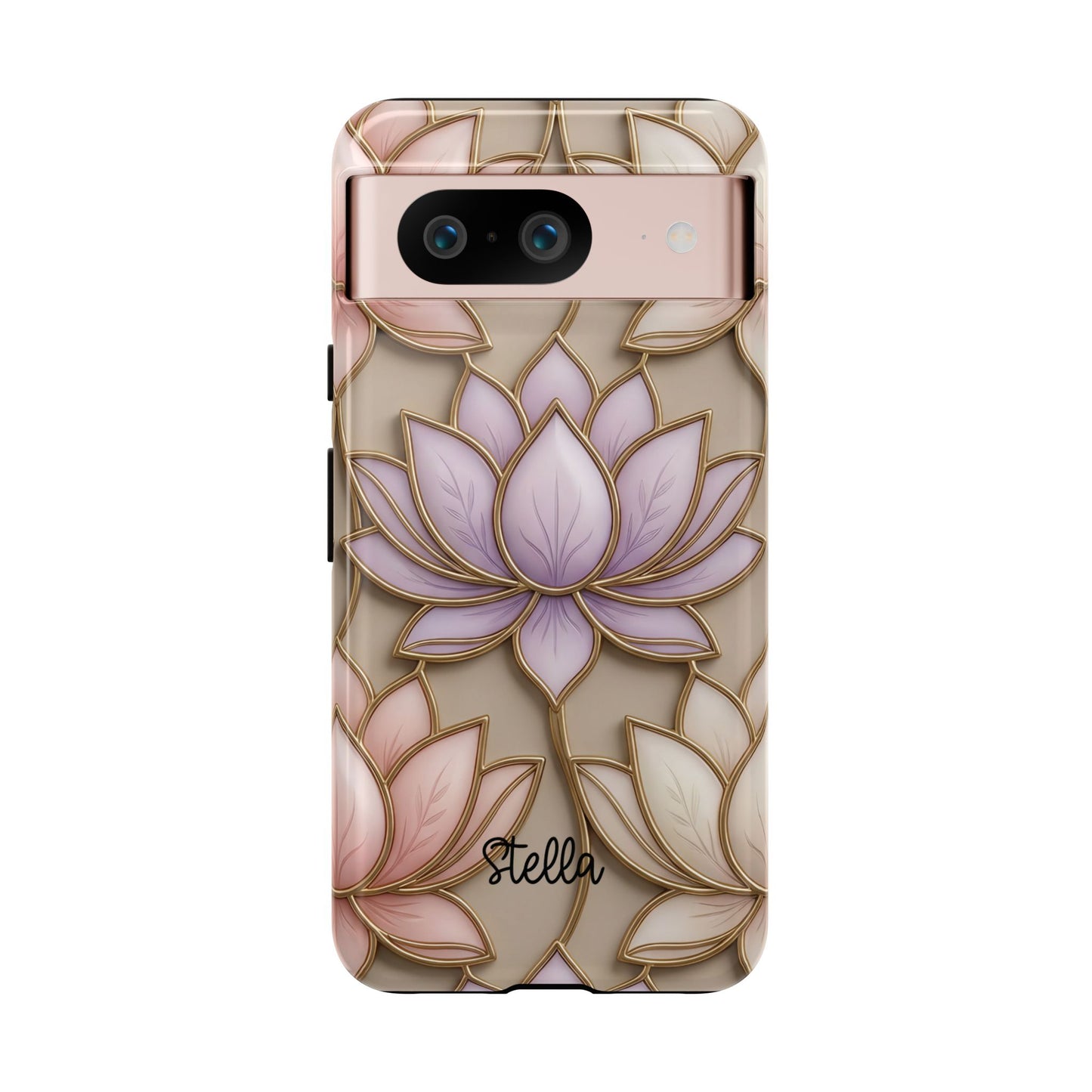 Personalized Lotus Floral Stained Glass Effect Tough Phone Case