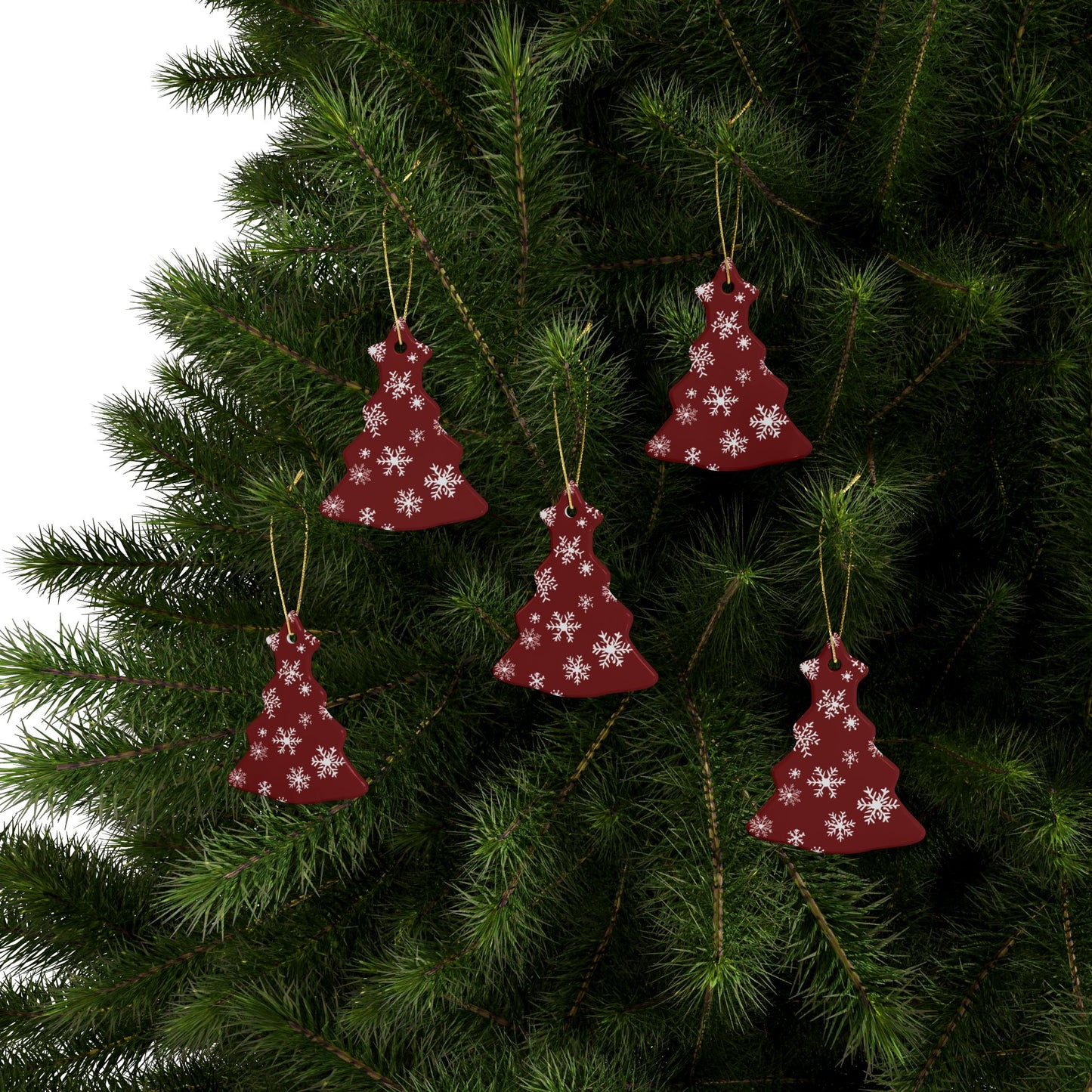 Red Snowflake Elegance Ceramic Ornaments (1pcs, 5pcs, 10pcs, 20pcs)