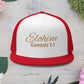 'ELOHIM, GENESIS 1:1'  Embroidered 5 Panel Trucker Cap | Casual Style Hat, Adjustable, Unisex, Perfect Gift for Outdoors, Festivals, Daily Wear
