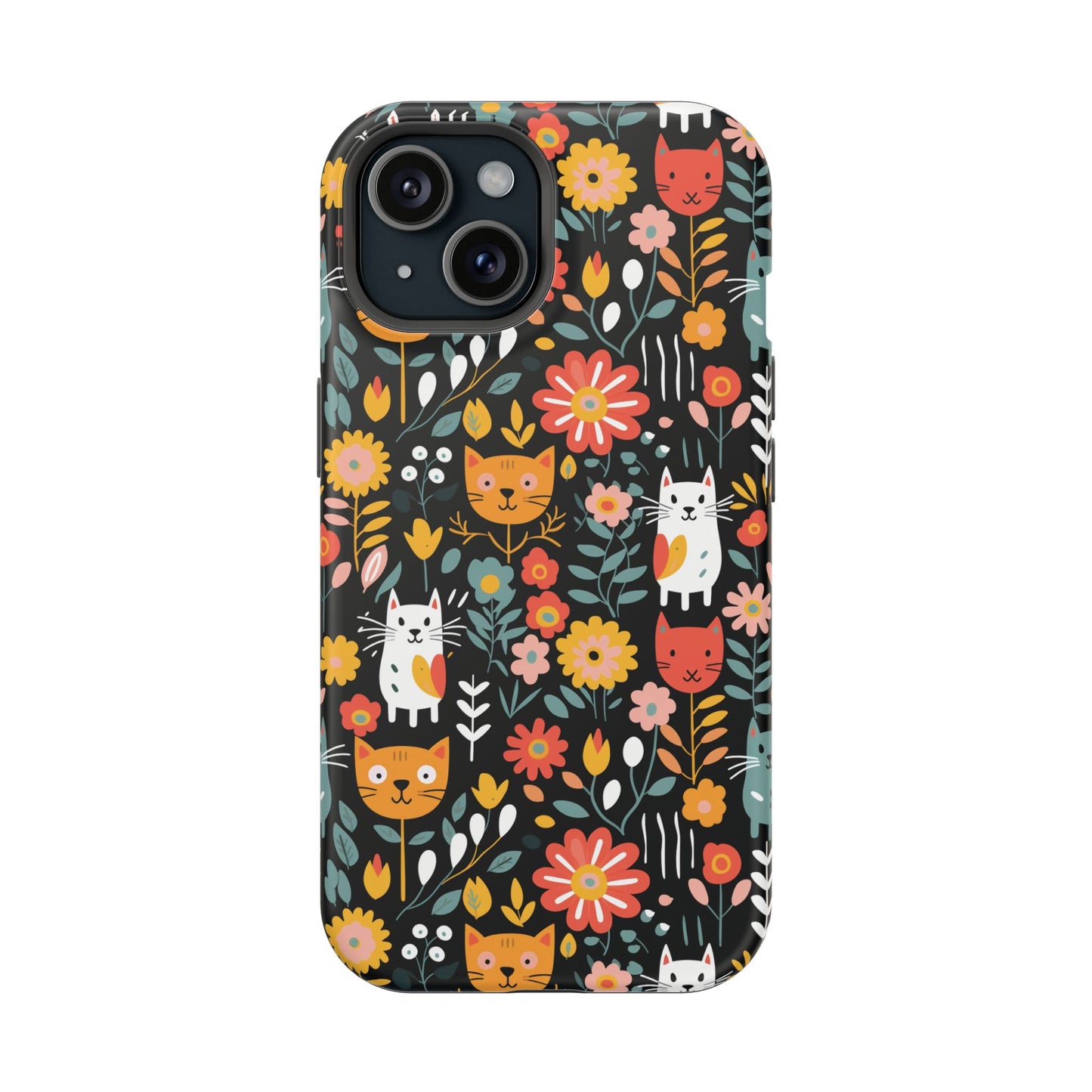 Whimsical Feline Garden Magnetic Tough iPhone Cases