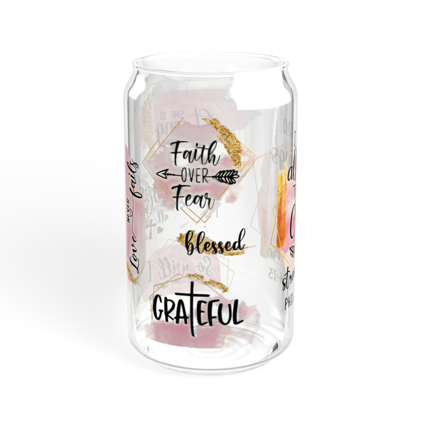 Faithful Strength Sipper Glass, 16oz