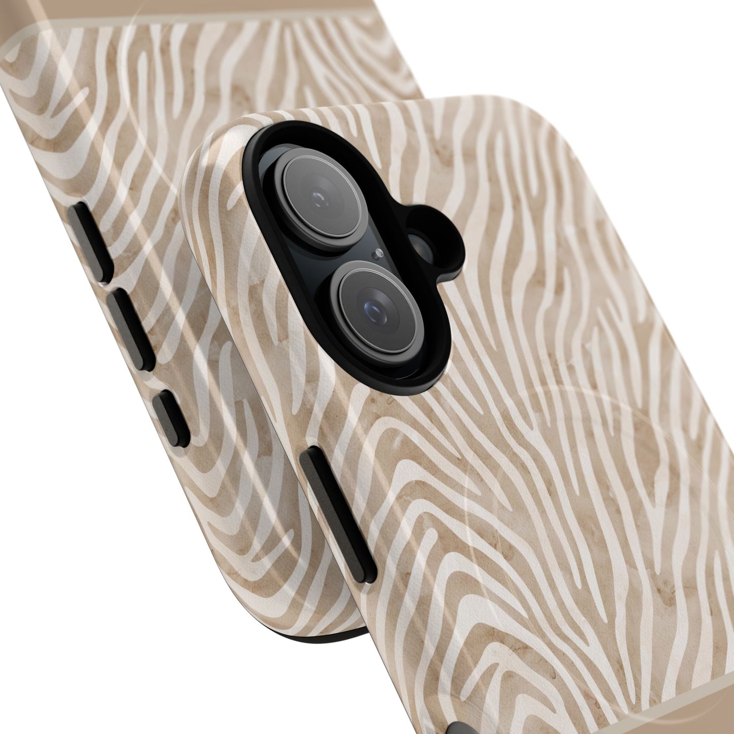 Personalized Zebra Animal Print Cover, Tough Magnetic MagSafe® iPhone® 13, 14, 15, 16, 17, Pro, Pro Max, Plus Cases (Custom Name).