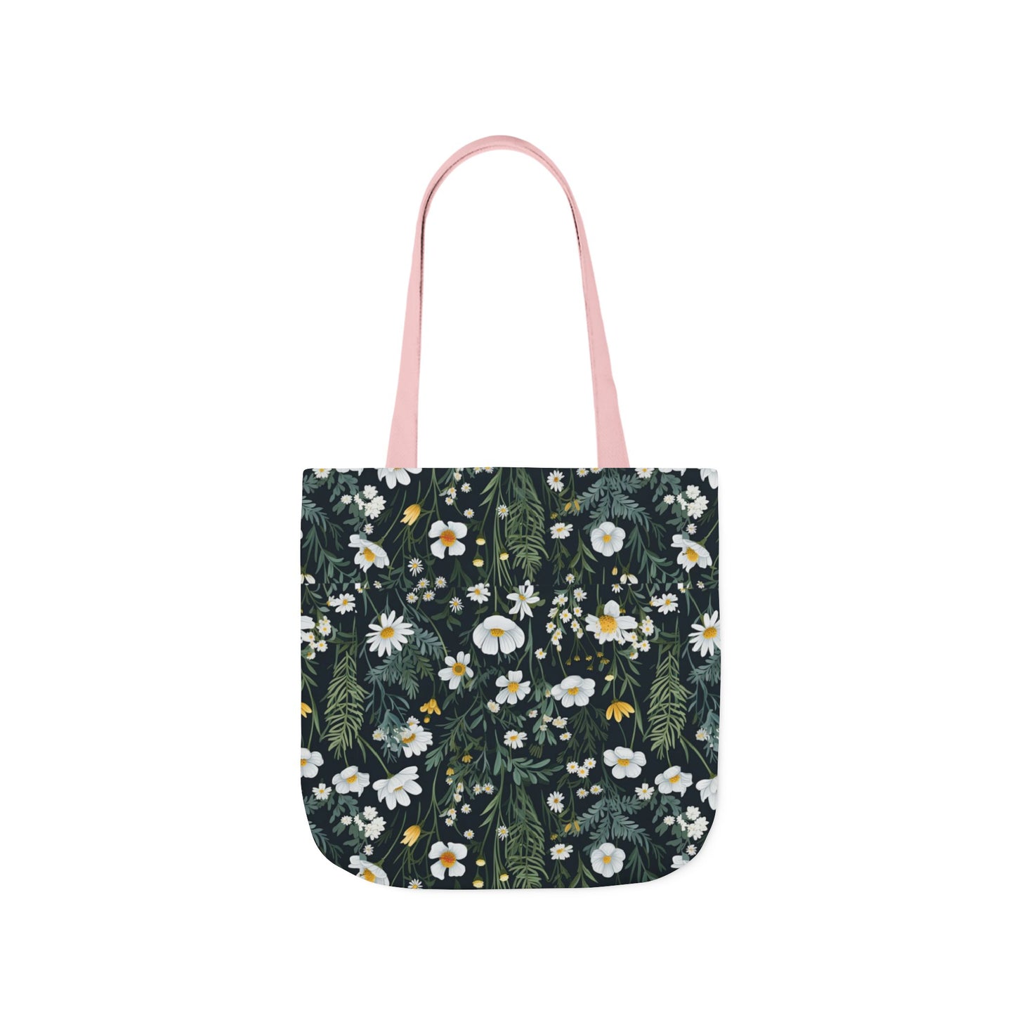 Daisy Delight Floral Canvas Tote Bag with 5-Color Straps | Eco-Friendly Shopping Bag