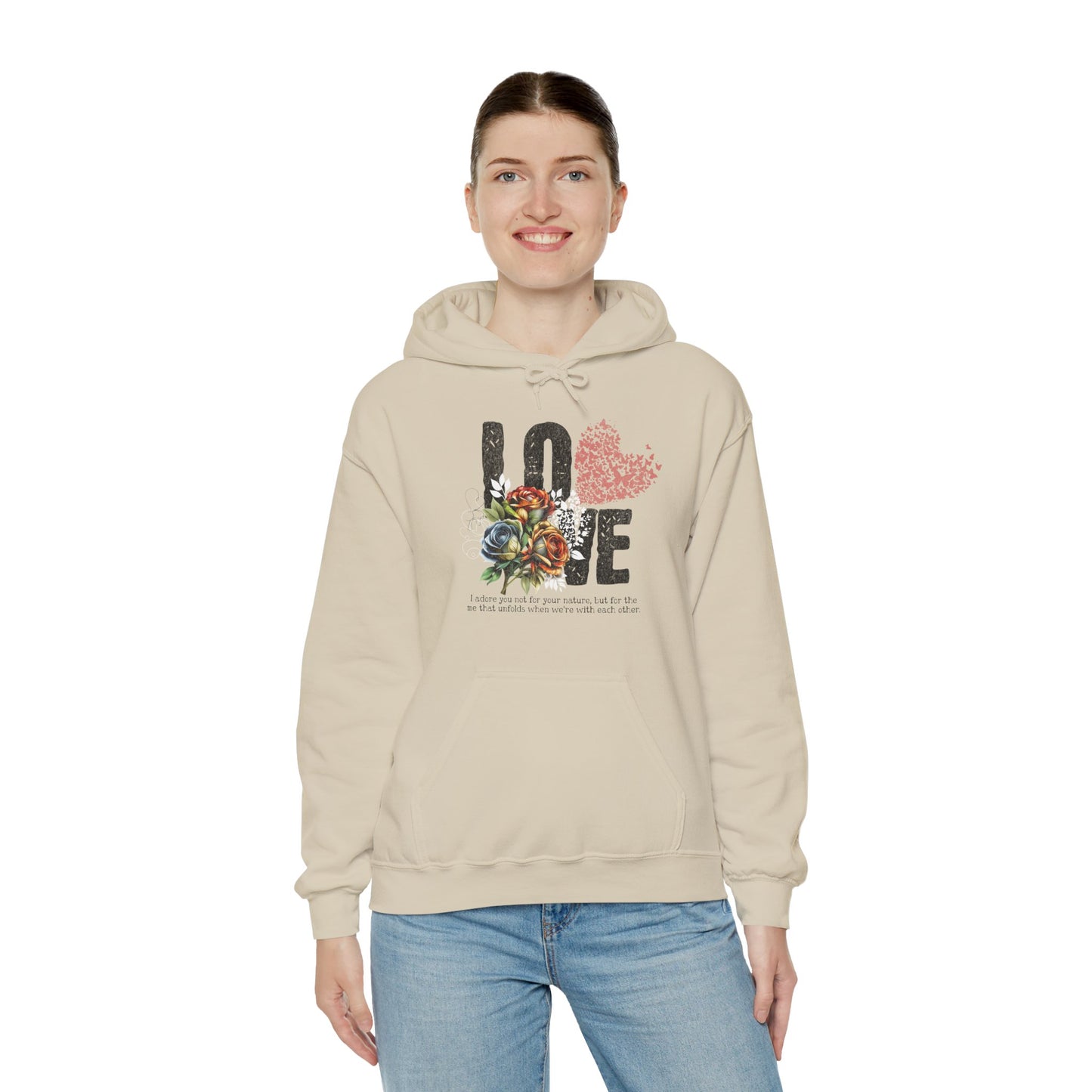 Love Floral Sweatshirt - Unisex Heavy Blend™ Hooded Pullover for Comfort and Style