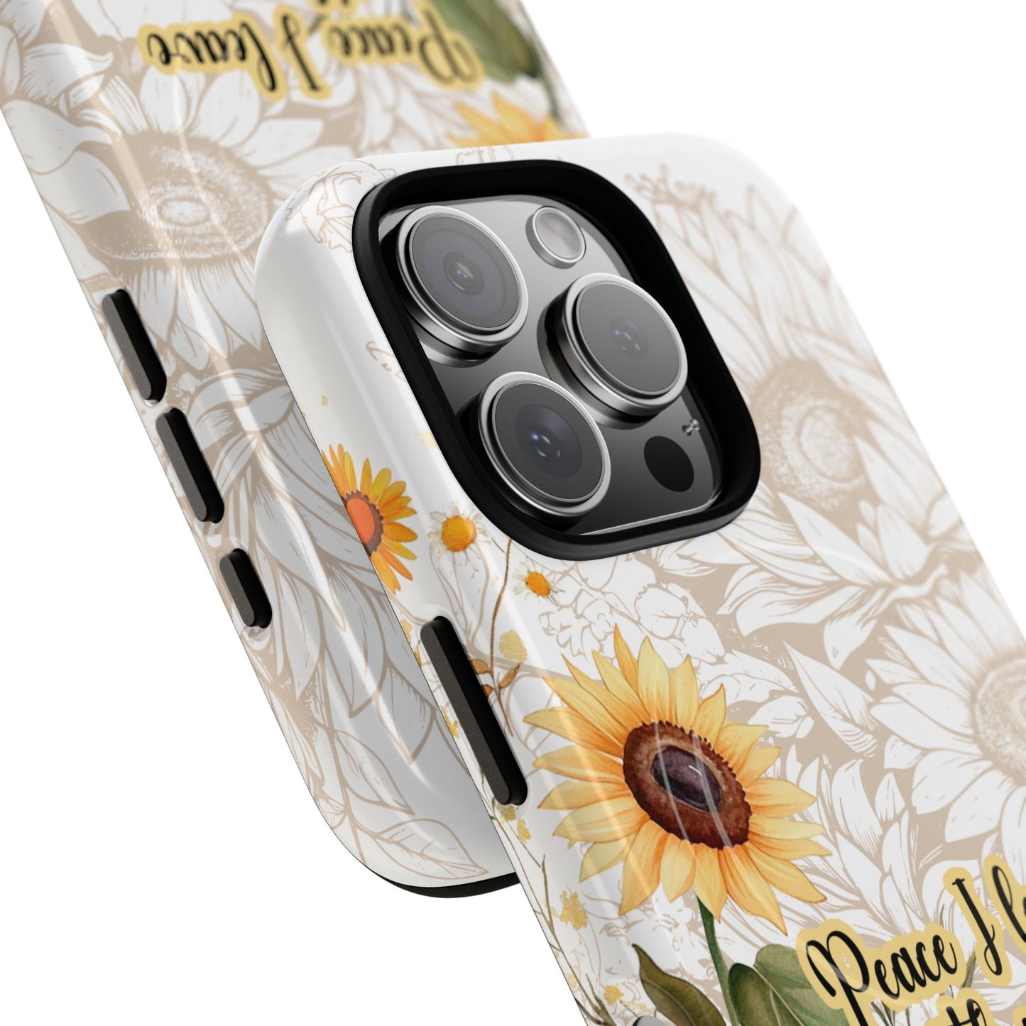 Peace I Leave with You John 14:27,  Inspirational Gift, Tough iPhone Magnetic Case  Scripture, Sunflower Bible Verse, MagSafe® iPhone® Tough Case, iPhone 14, iPhone 15, iPhone 16, Pro, Pro Max, Plus