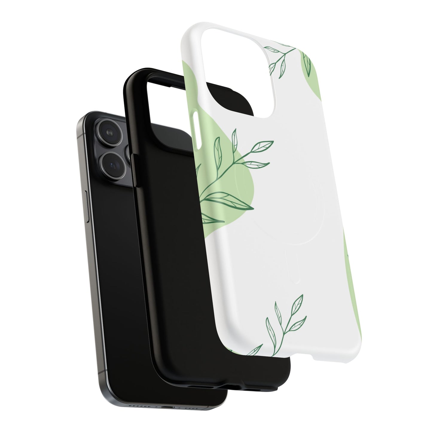 Stylish Tough iPhone Magnetic Cases with Leaf Design, iPhone Protection Cases, Greenery iPhone Covers, Eco-Friendly iPhone Accessories, Gift for Her.