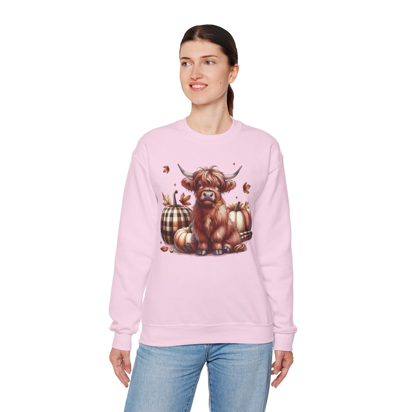 Autumn Highland Cow Charm Unisex Heavy Blend™ Crewneck Sweatshirt