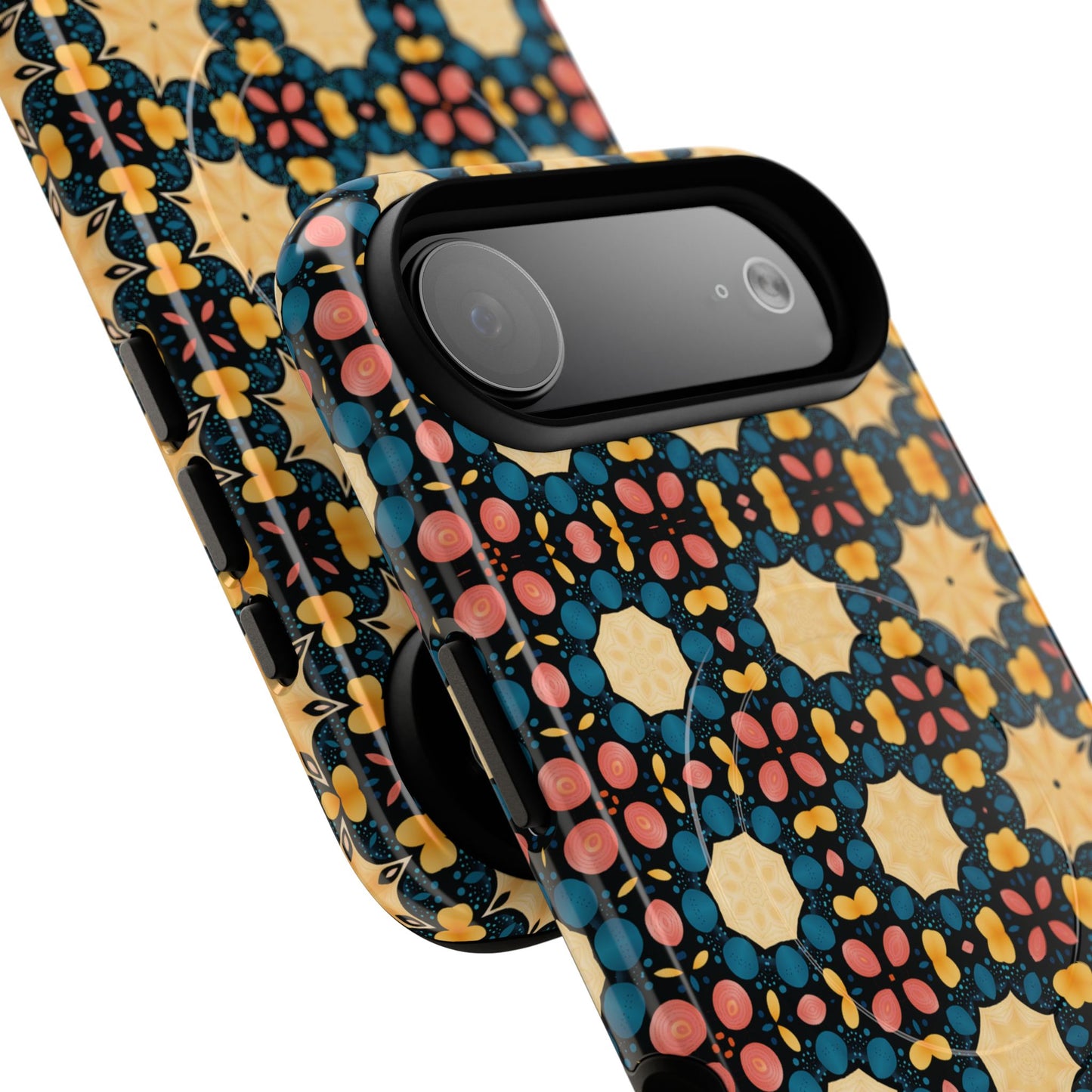 Celestial Spice Tiling Colorful Tough Magnetic iPhone Case, Unique iPhone Cover, Artistic Mobile Shell, Durable Design Accessory, Trendy Gift Idea, MagSafe® iPhone Case.
