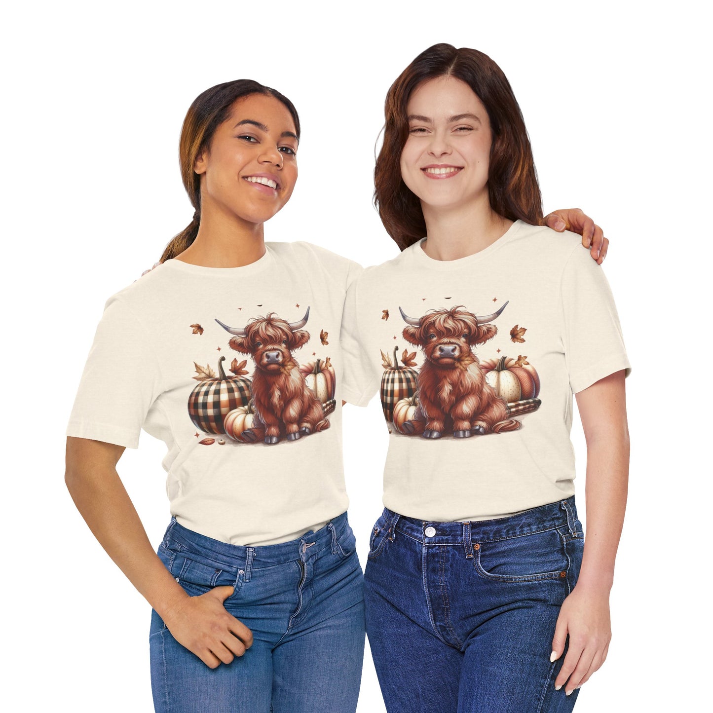 Autumn Highland Cow Charm Unisex Jersey Short Sleeve Tee