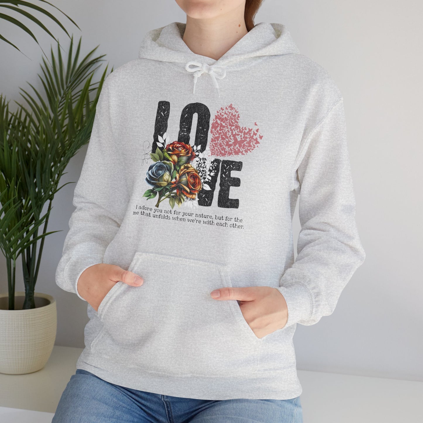 Love Floral Sweatshirt - Unisex Heavy Blend™ Hooded Pullover for Comfort and Style