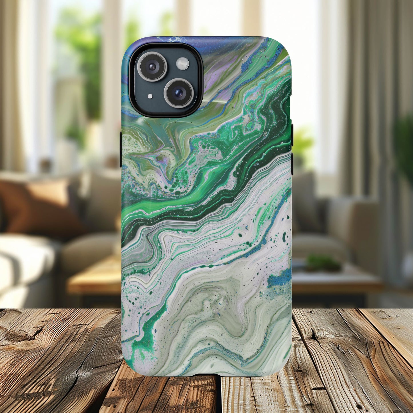 Marbled Tough iPhone Case, Magnetic Protector, Stylish Tech Accessory, Durable iPhone Cover, Unique Gift Idea