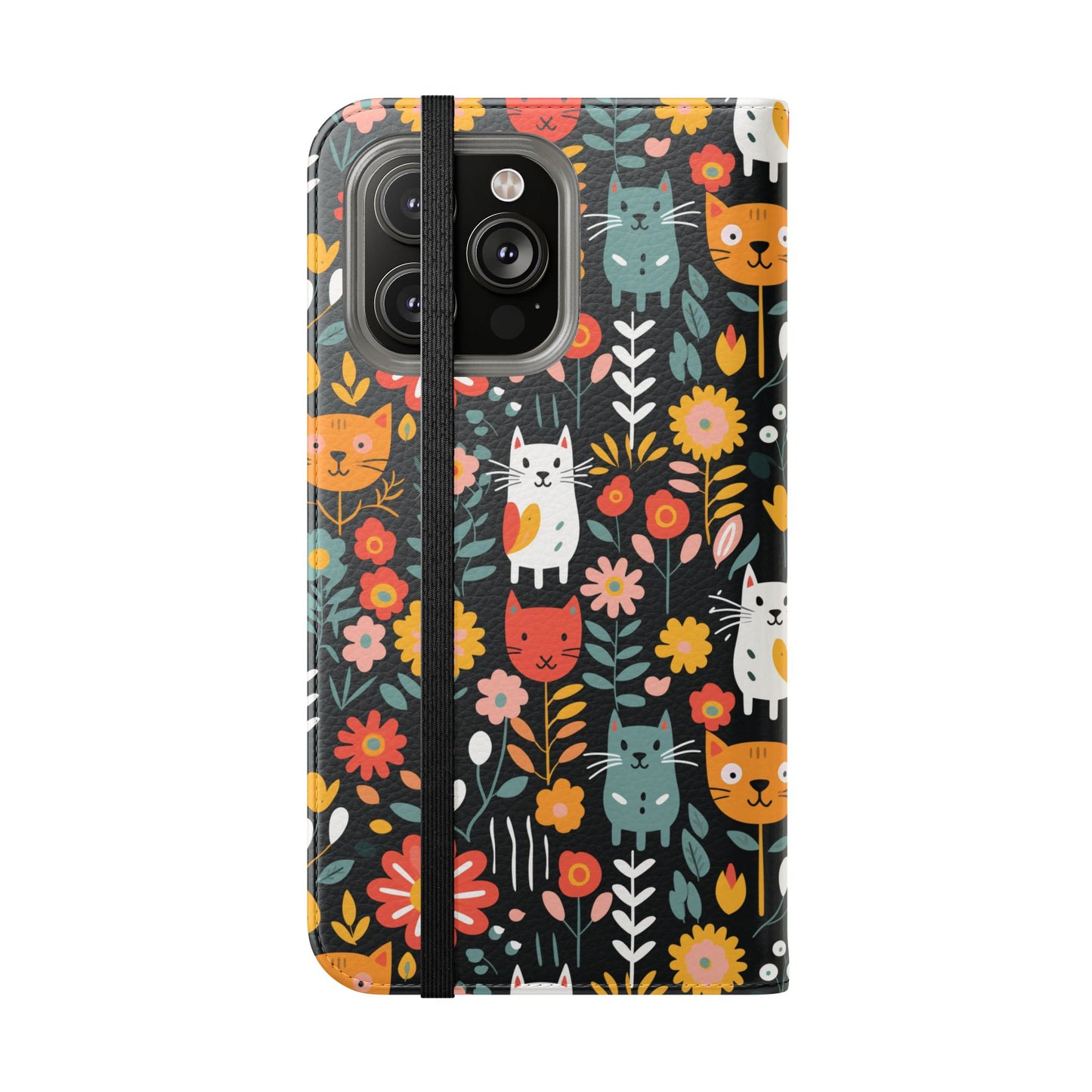 Whimsical Feline Garden iPhone and Samsung Flip Cases