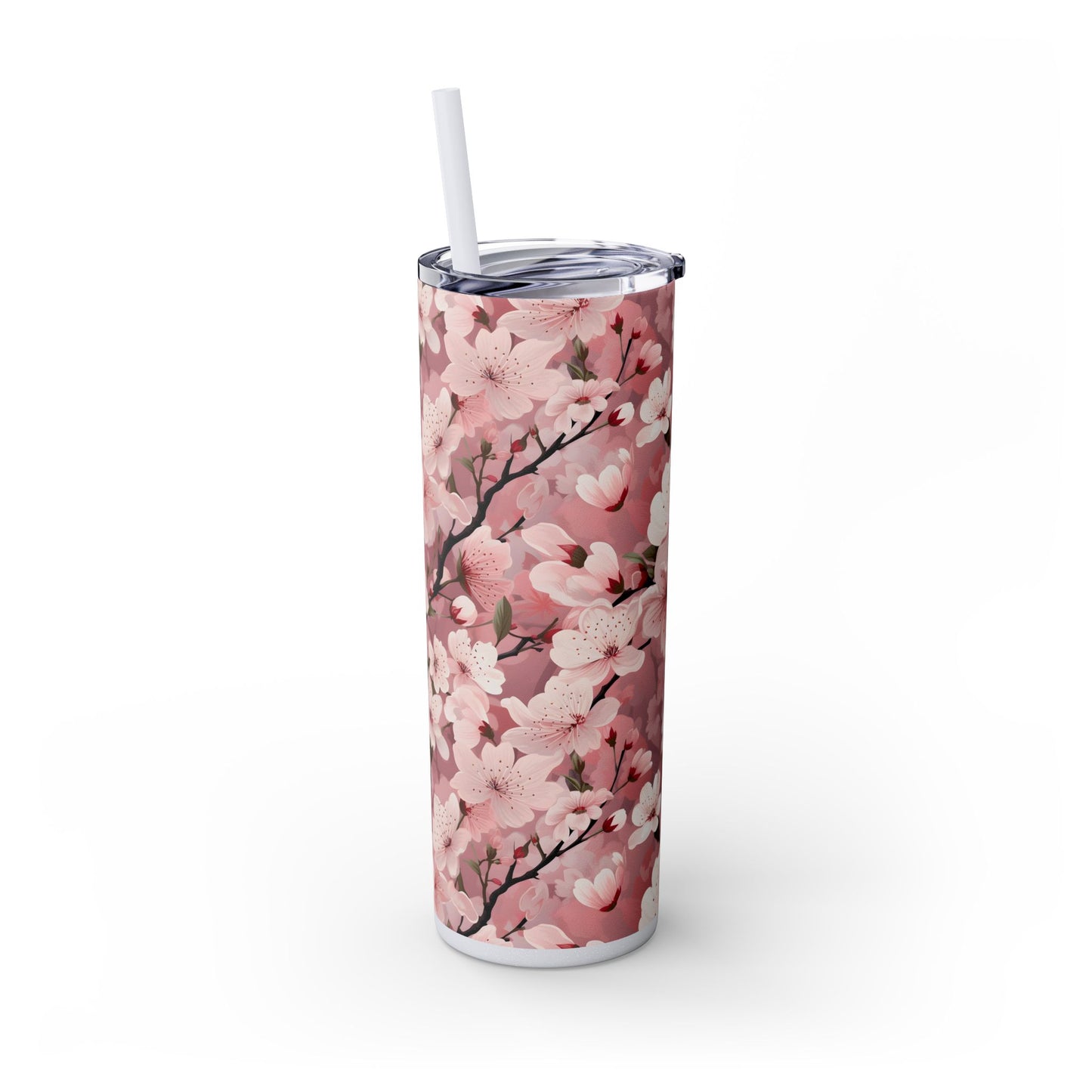 Cherry Blossom Skinny Tumbler with Straw - 20oz Floral Drinkware