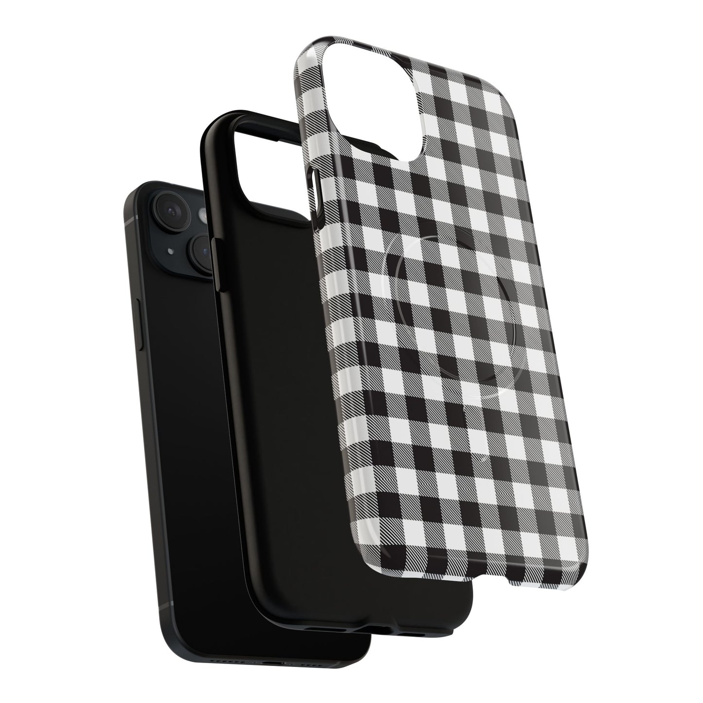 Black and White Gingham Phone Case, Tough Magnetic Cases, Stylish Phone Cover, Gift for Her, Trendy Phone Accessory, Checkered Print