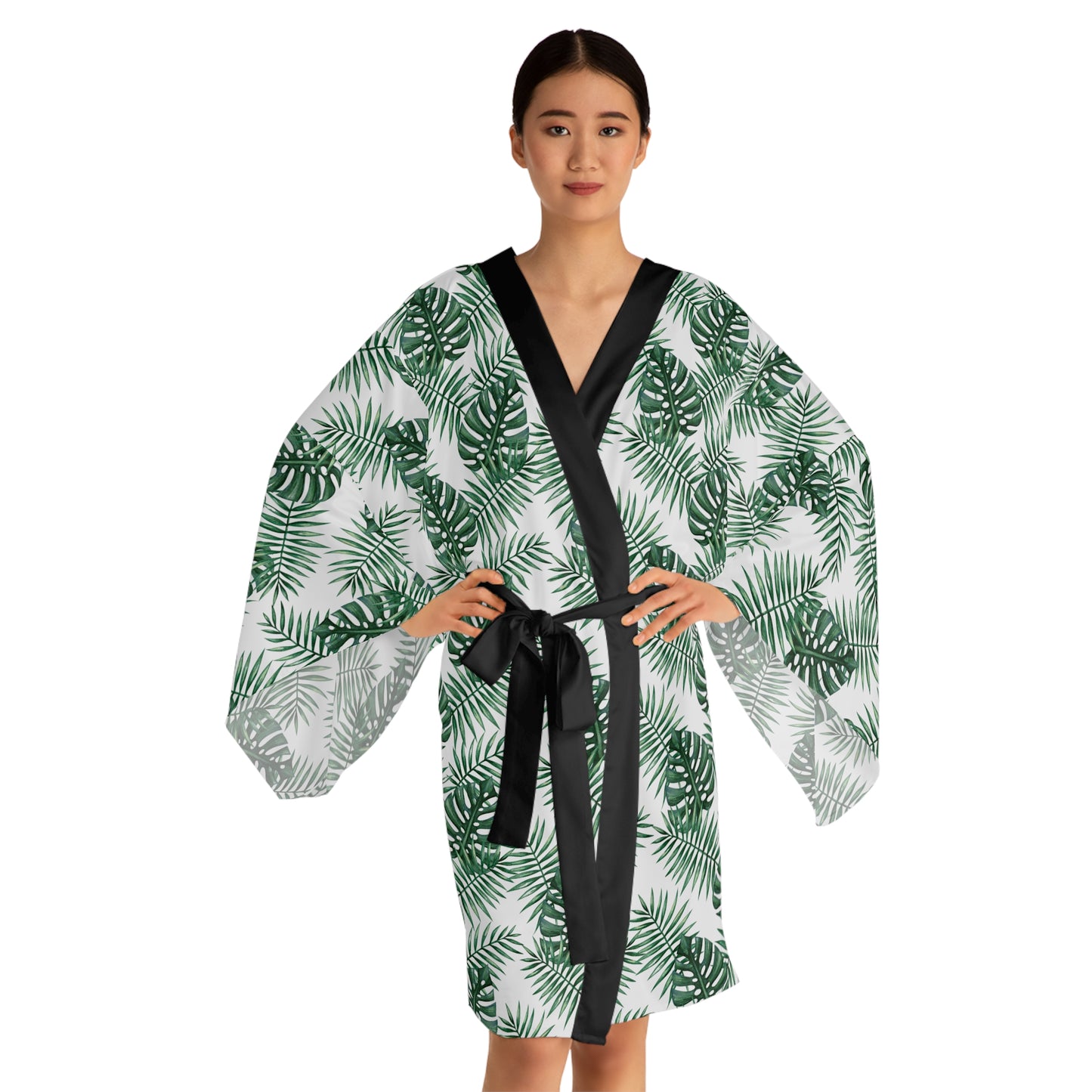 White Tropical Bliss Serenity Kimono Robe (AOP)