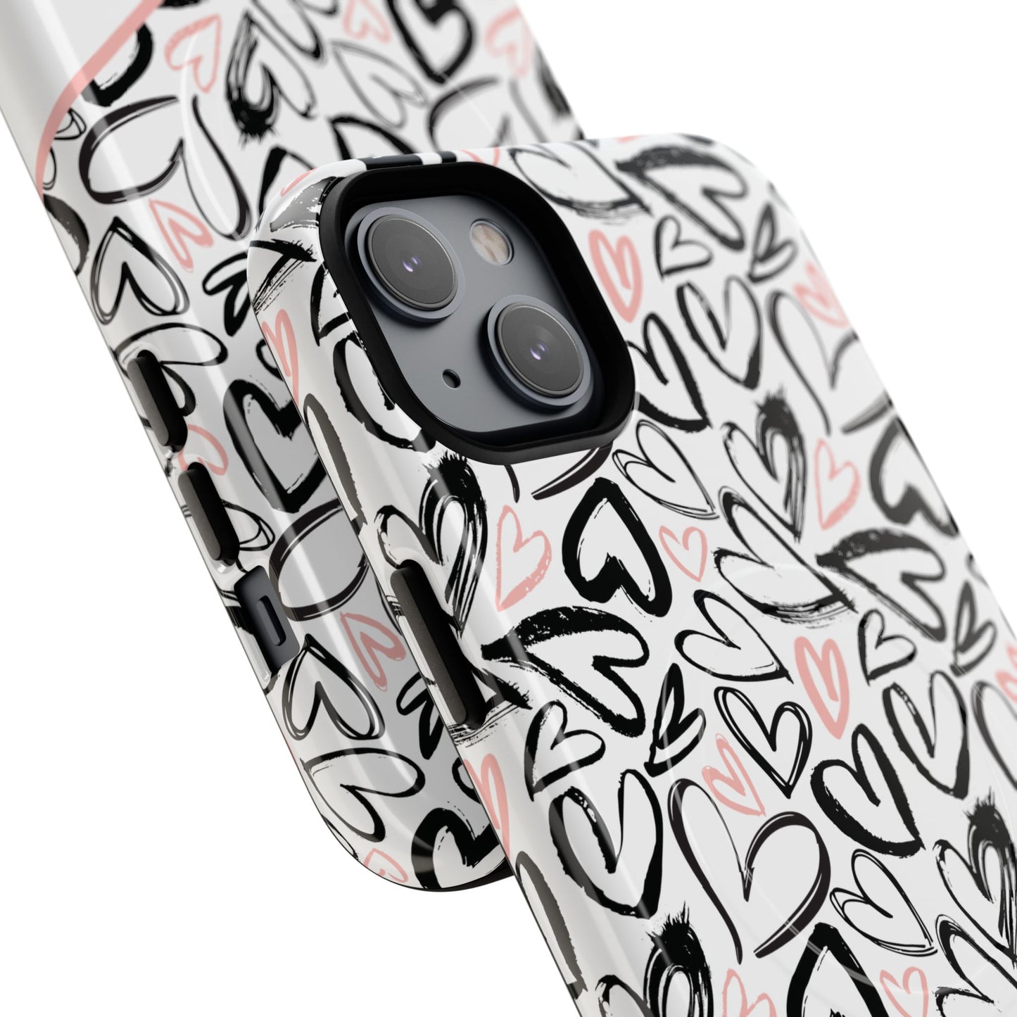 Heart Scribbles Tough Magnetic MagSafe®Case - Cute, Stylish, Gifts for Her, Love, Valentine's Day,  iPhone® 13, 14, 15, 16, 17, Pro, Pro Max, Plus Cases.