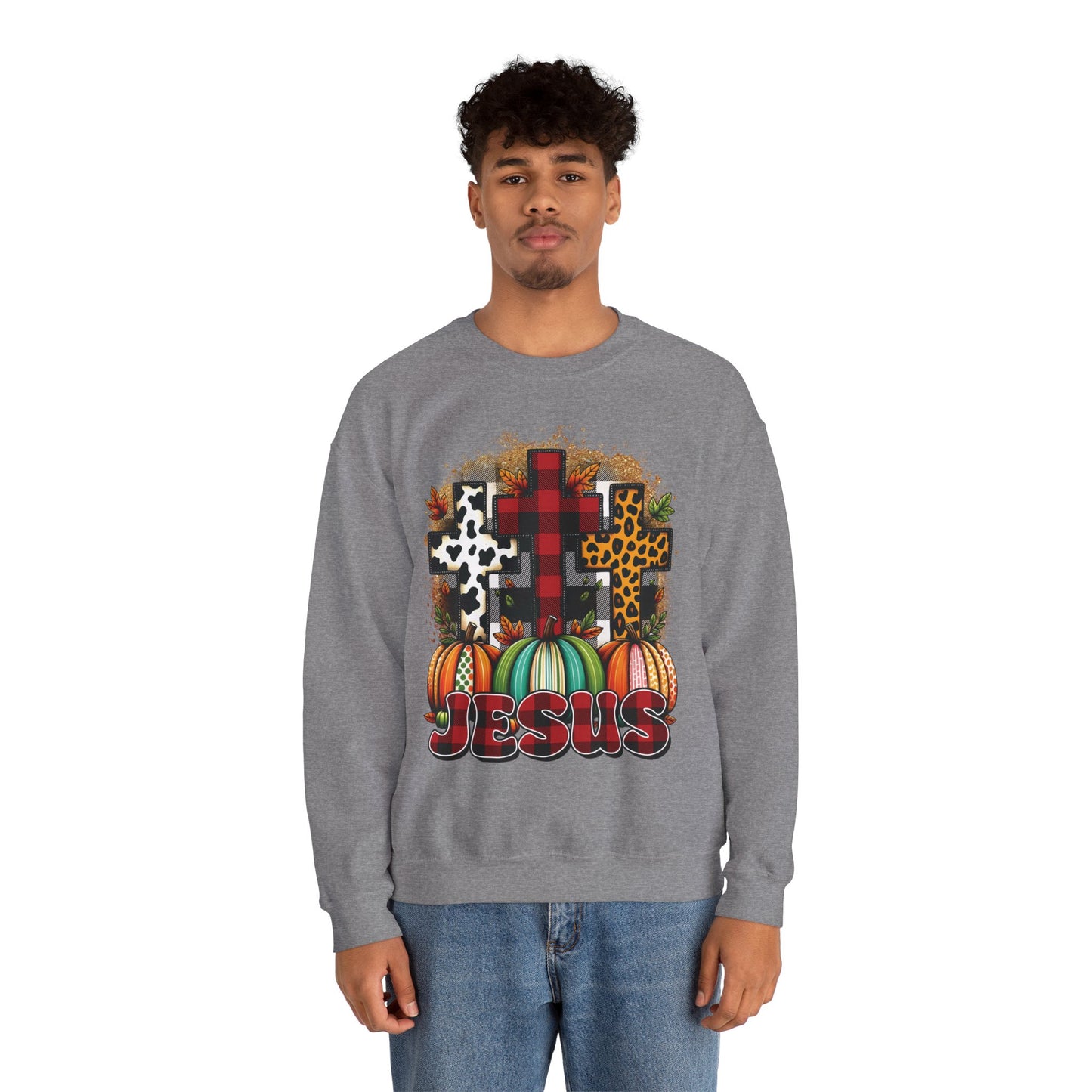 Faithful Harvest Cross Unisex Heavy Blend™ Crewneck Sweatshirt