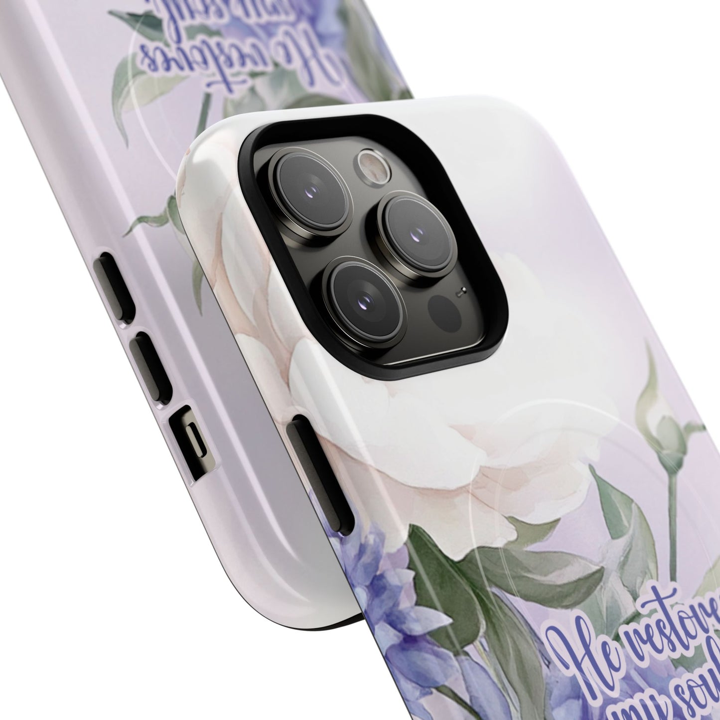 He Restores My Soul Tough iPhone Magnetic Cases, Christian Gift, MagSafe® iPhone® Tough Case, iPhone 13, 14, iPhone 15, iPhone 16, 17, Pro, Pro Max, Plus