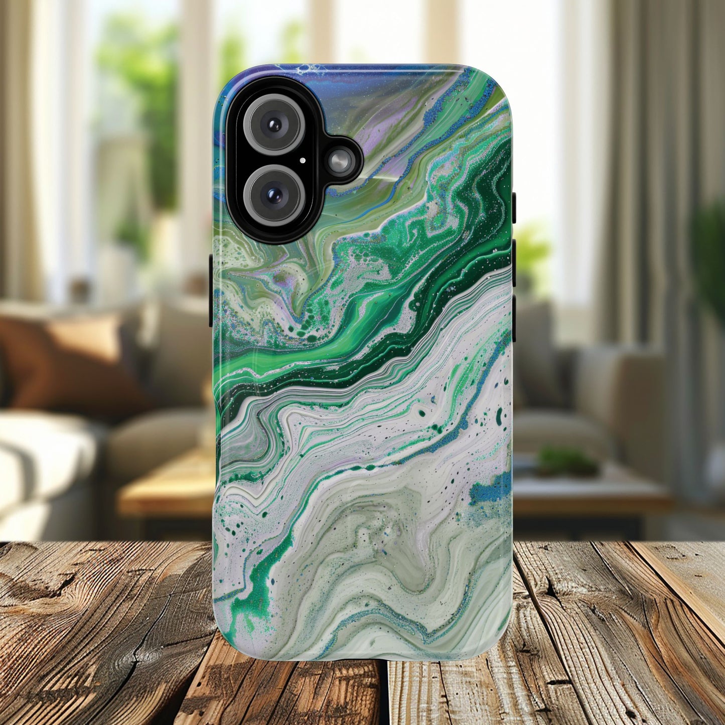 Marbled Tough iPhone Case, Magnetic Protector, Stylish Tech Accessory, Durable iPhone Cover, Unique Gift Idea