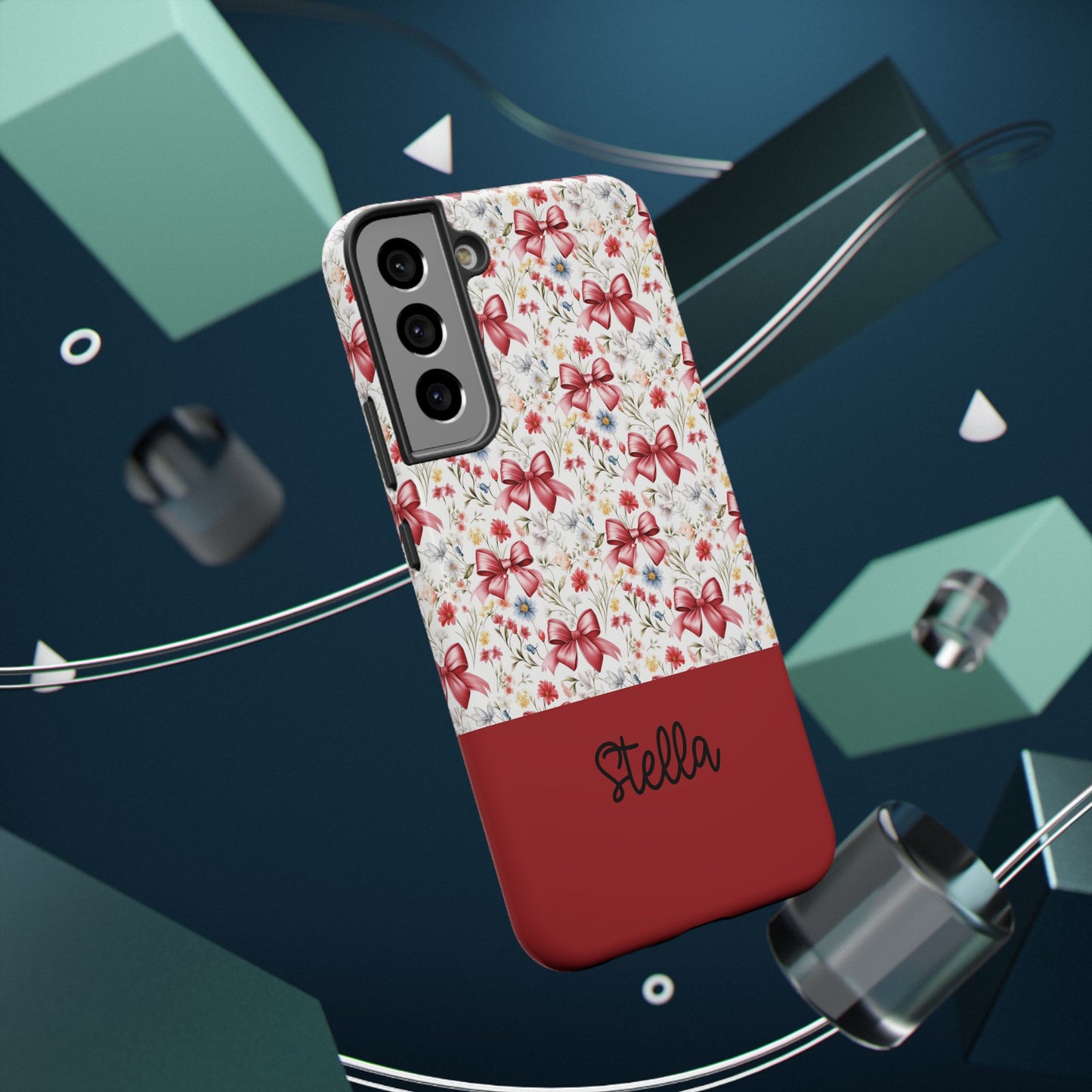 Personalized Rosette Coquette Floral Bow iPhone and Samsung Impact-Resistant Case — Custom Name Case