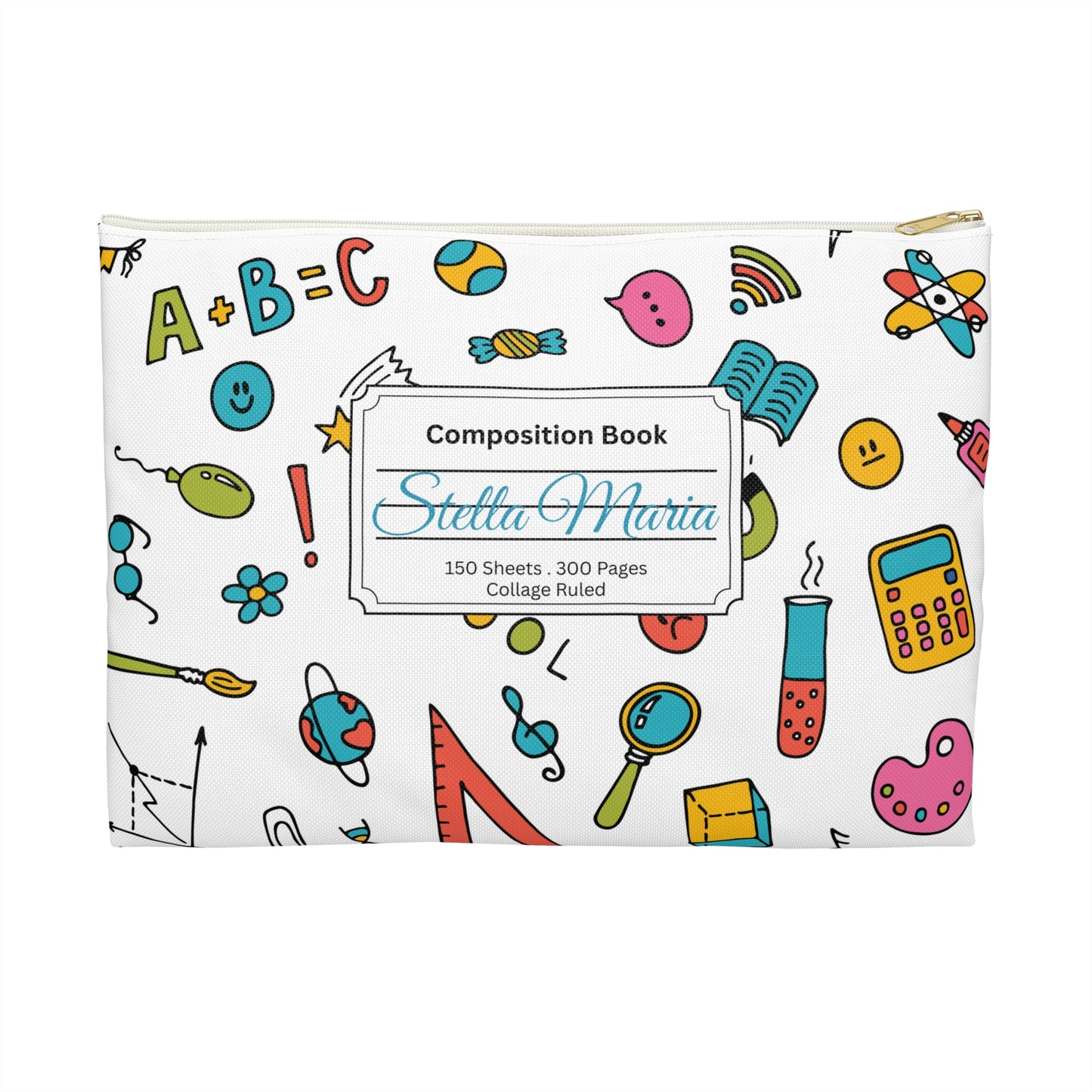 Personalized Classroom Couture Composition Book Inspired Accessory Pouch, Kids School Supplies, Classroom Organizer, Teacher Gift, Fun Stationery Case, Back to School