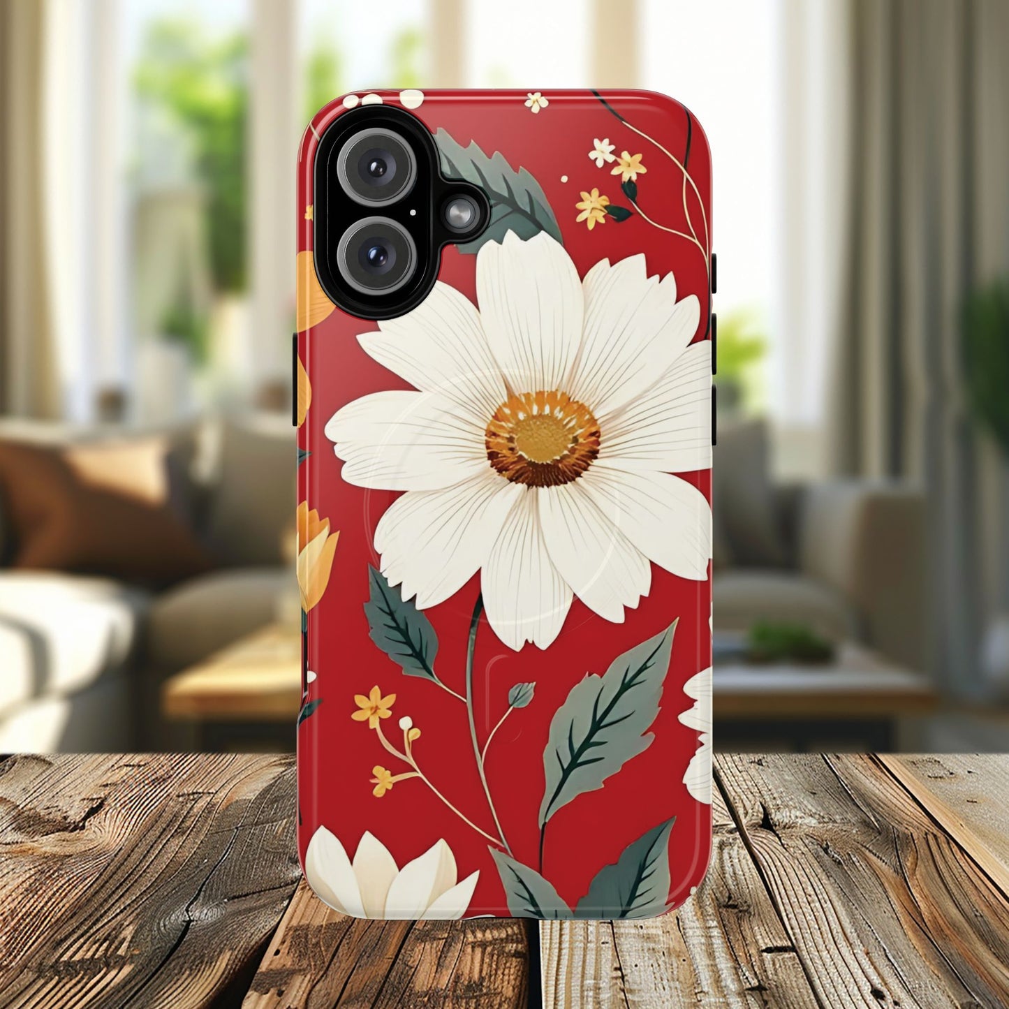 Floral Fusion Tough Magnetic Phone Case | Flower Design, Durable Protective Cover, Gift for Her, Spring Style, Unique Phone Accessory.